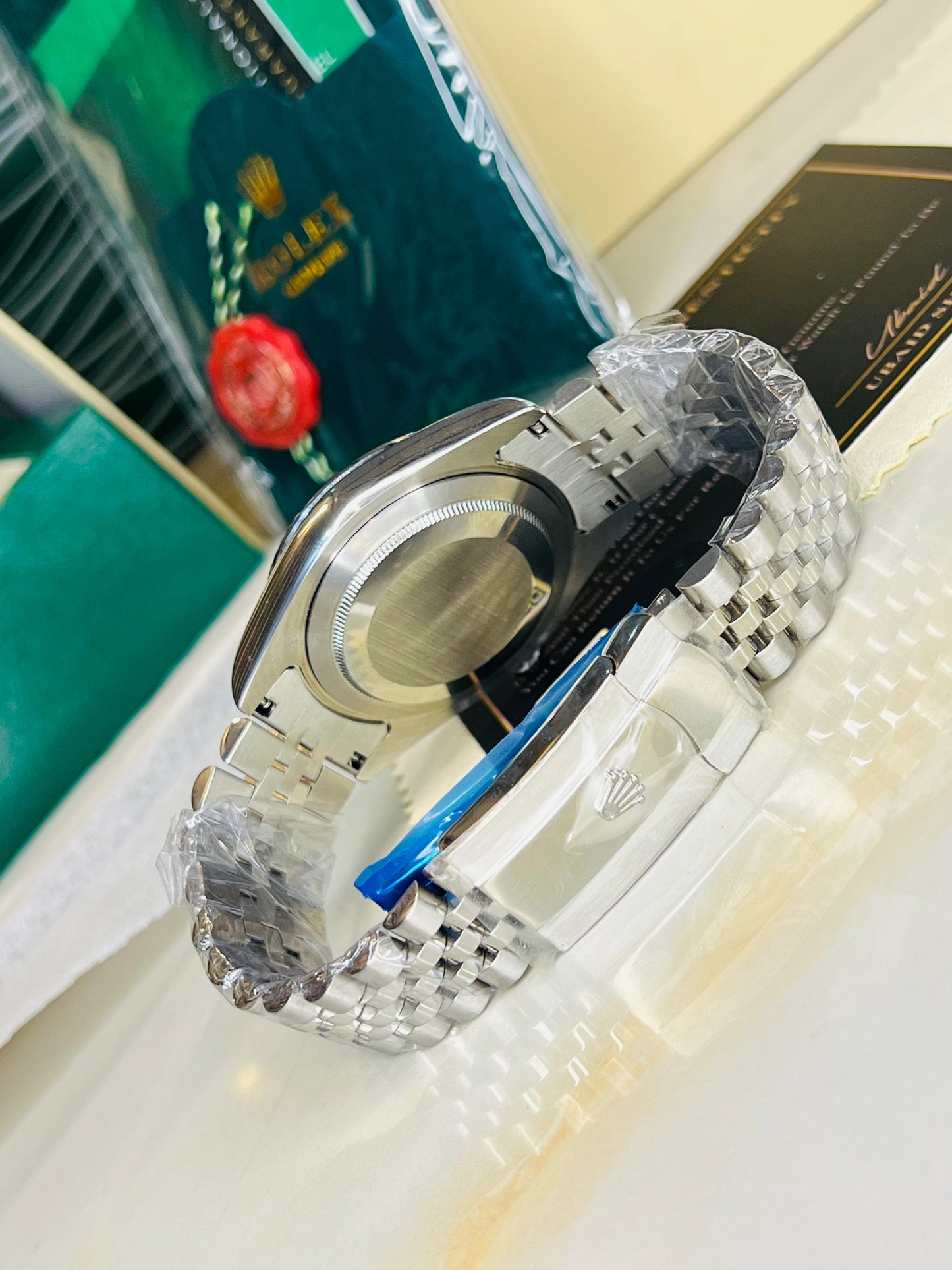 Date Just Silver Green Diamond Dial Quartz Master Clone Watch