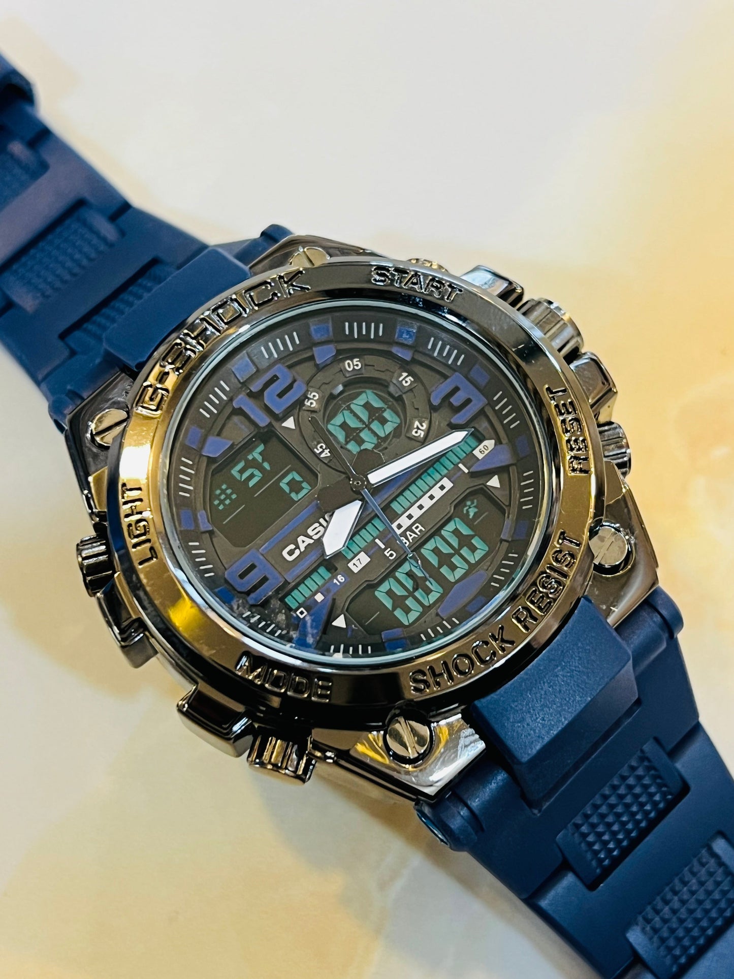 Navy Strap Digital Metal Body Sports Watch