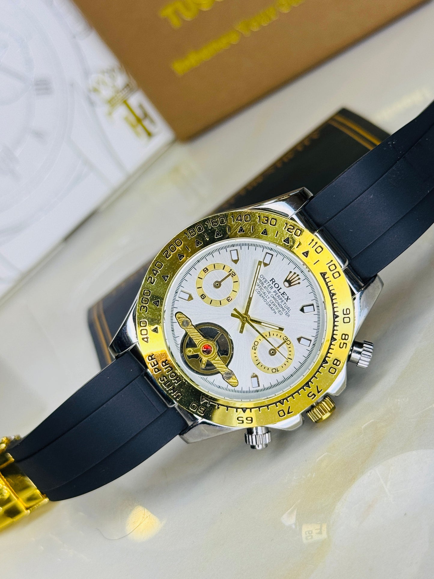 Skeleton Daytona Silver Gold Watch