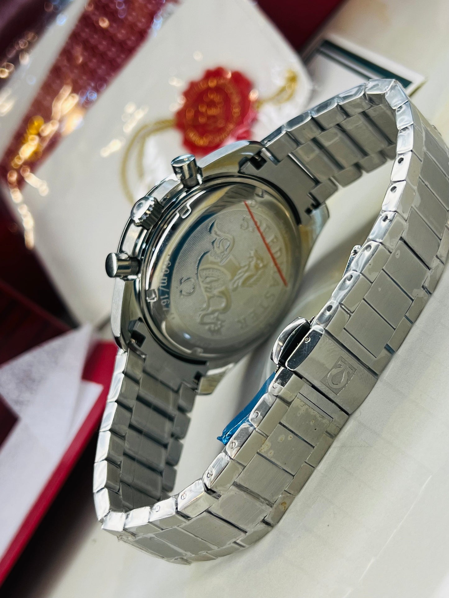 Speedmaster Aqua Dial Silver Automatic Master Clone Watch