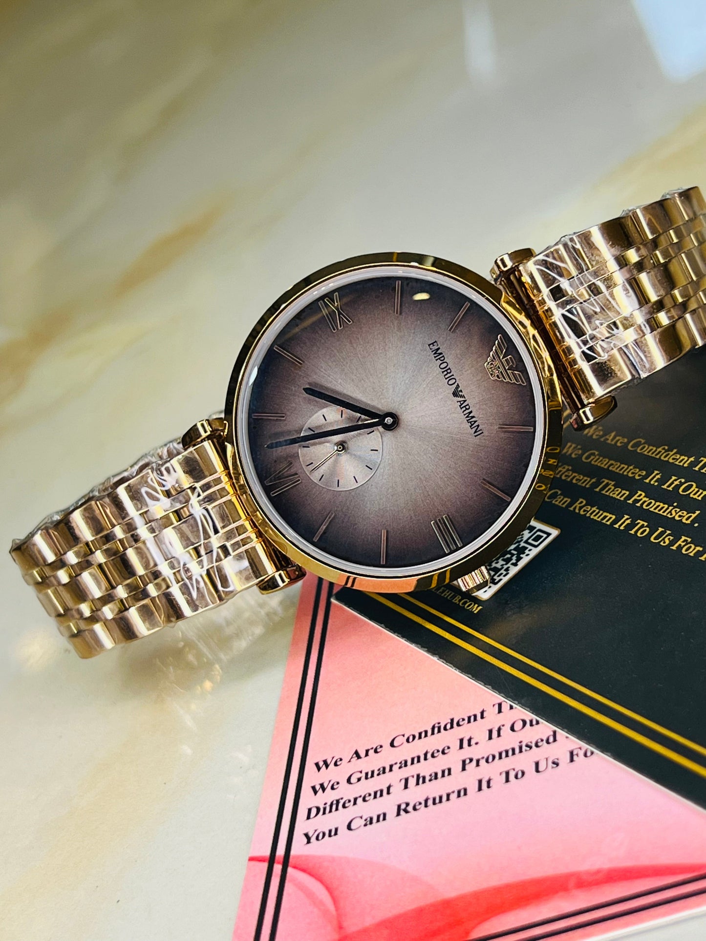 Rose Gold Coffee Emporio Down Second Watch