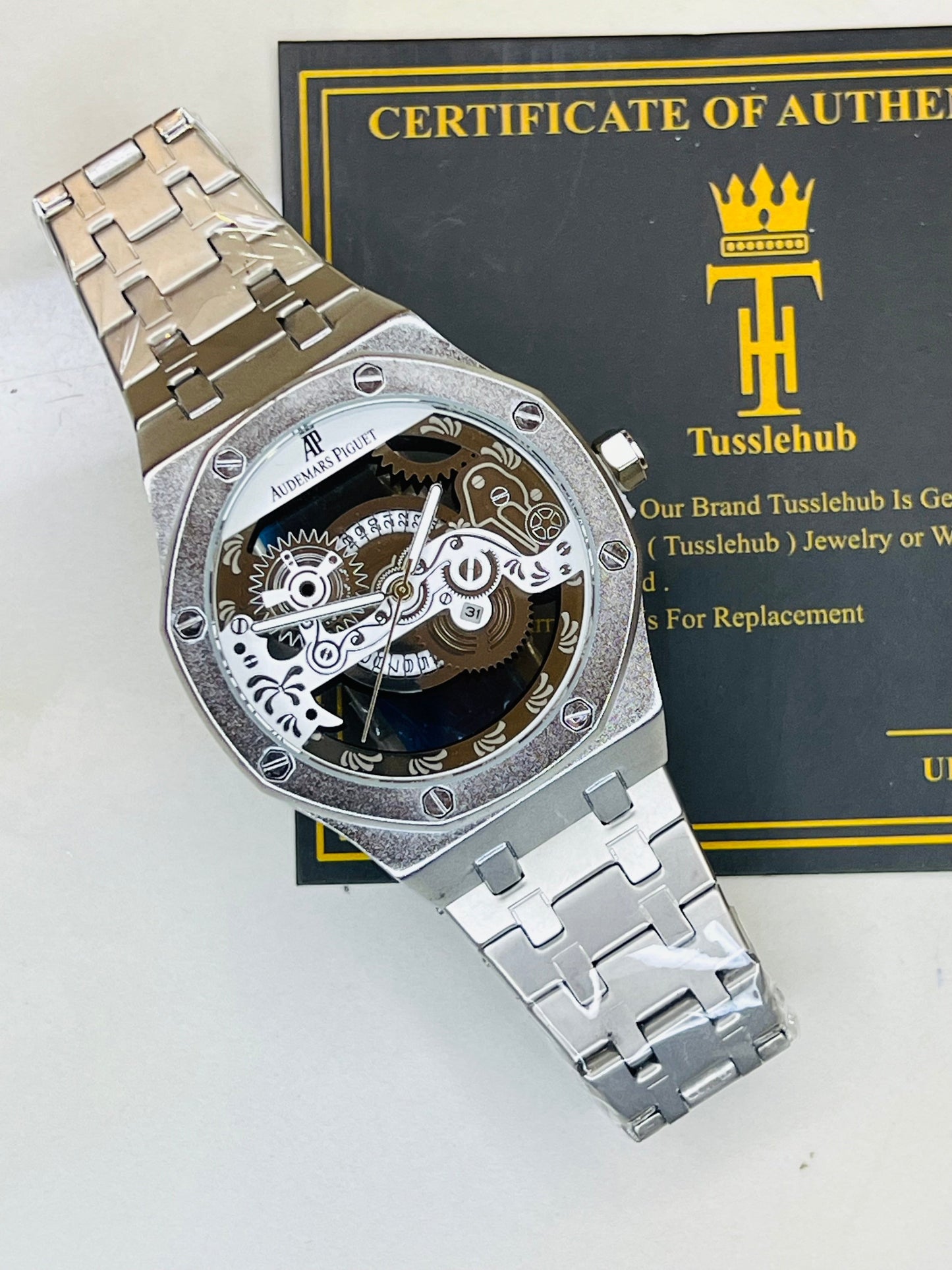 Silver Skeleton Chain Strap AP watch