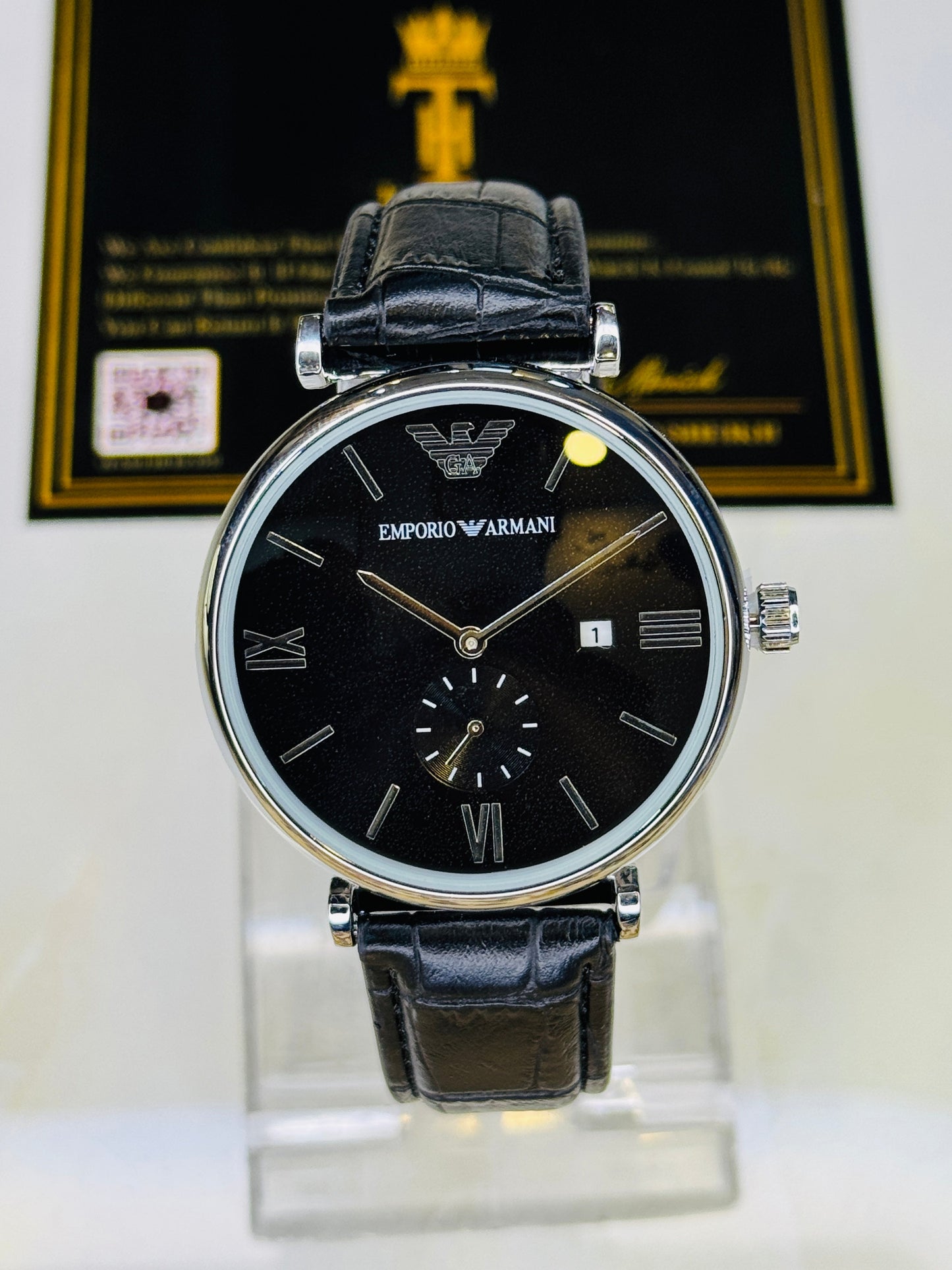 Black Silver Black Emporio Down Second Watch