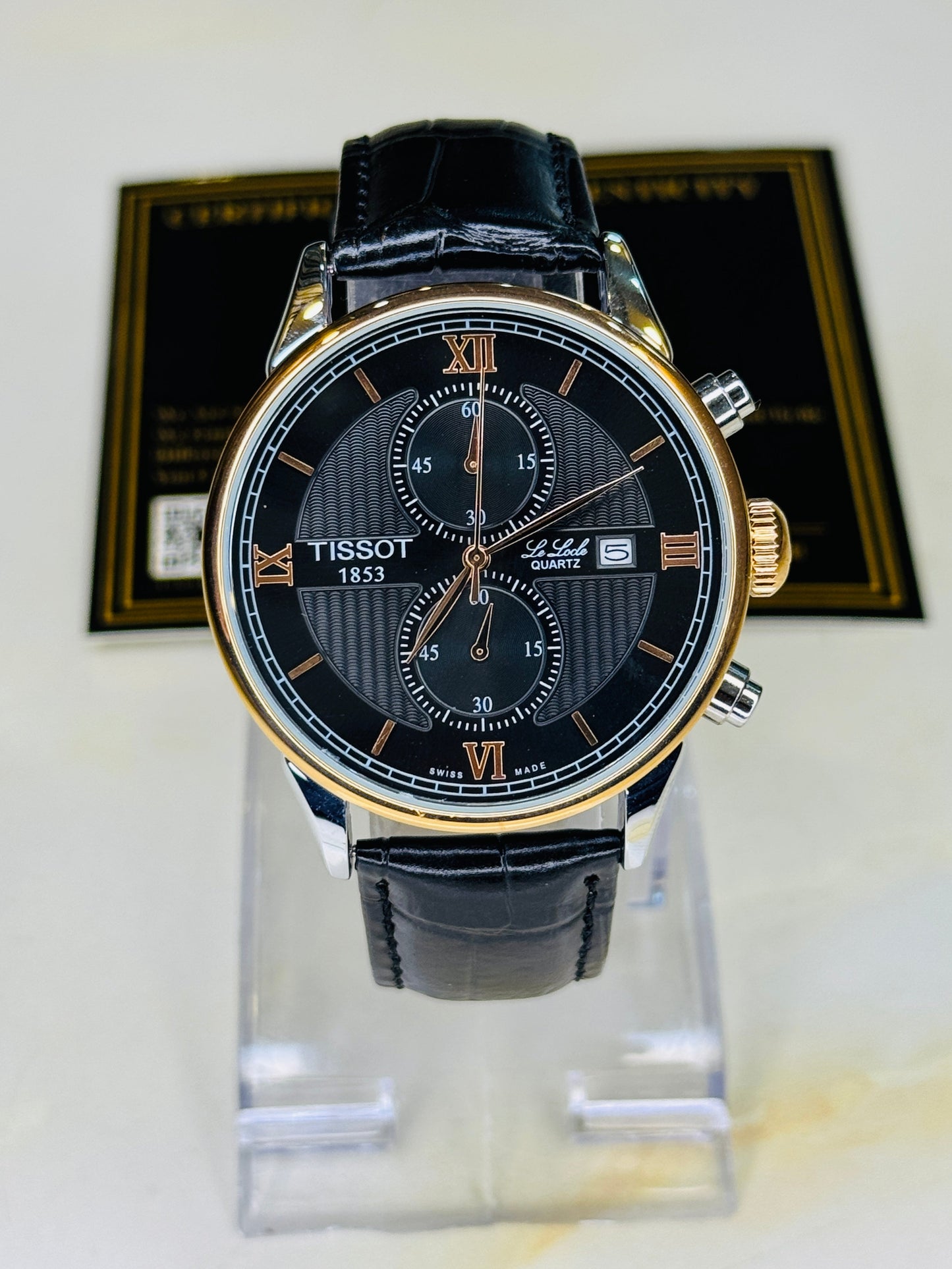 Le Lode Black Leather Chronograph Dial Tissot Watch