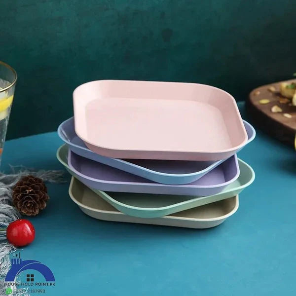 Multi Purpose Square Plastic Dinner Plate Set  (Set of 10 Pcs)