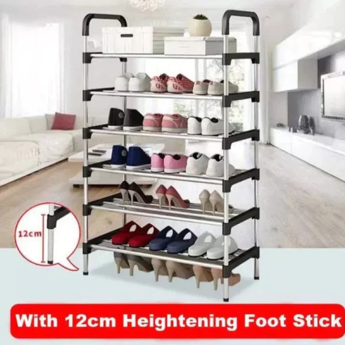 Classic Shoe Rack, Stainless Steel Multilayer Shoe Storage Shelf, Stackable Shoe Rack With Side Support, Easy, Shoe Organizer Holder