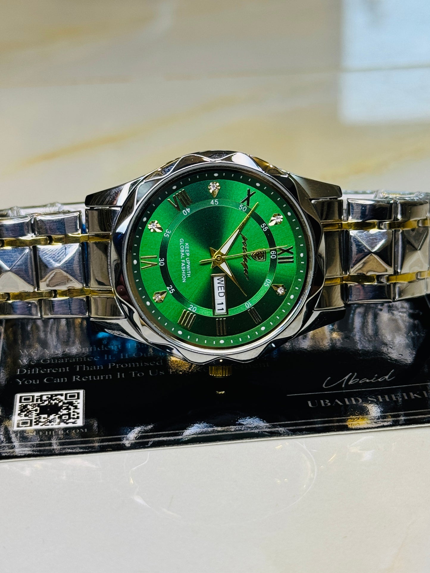 Two Tone Emerald Poedagar Prism Dial Watch