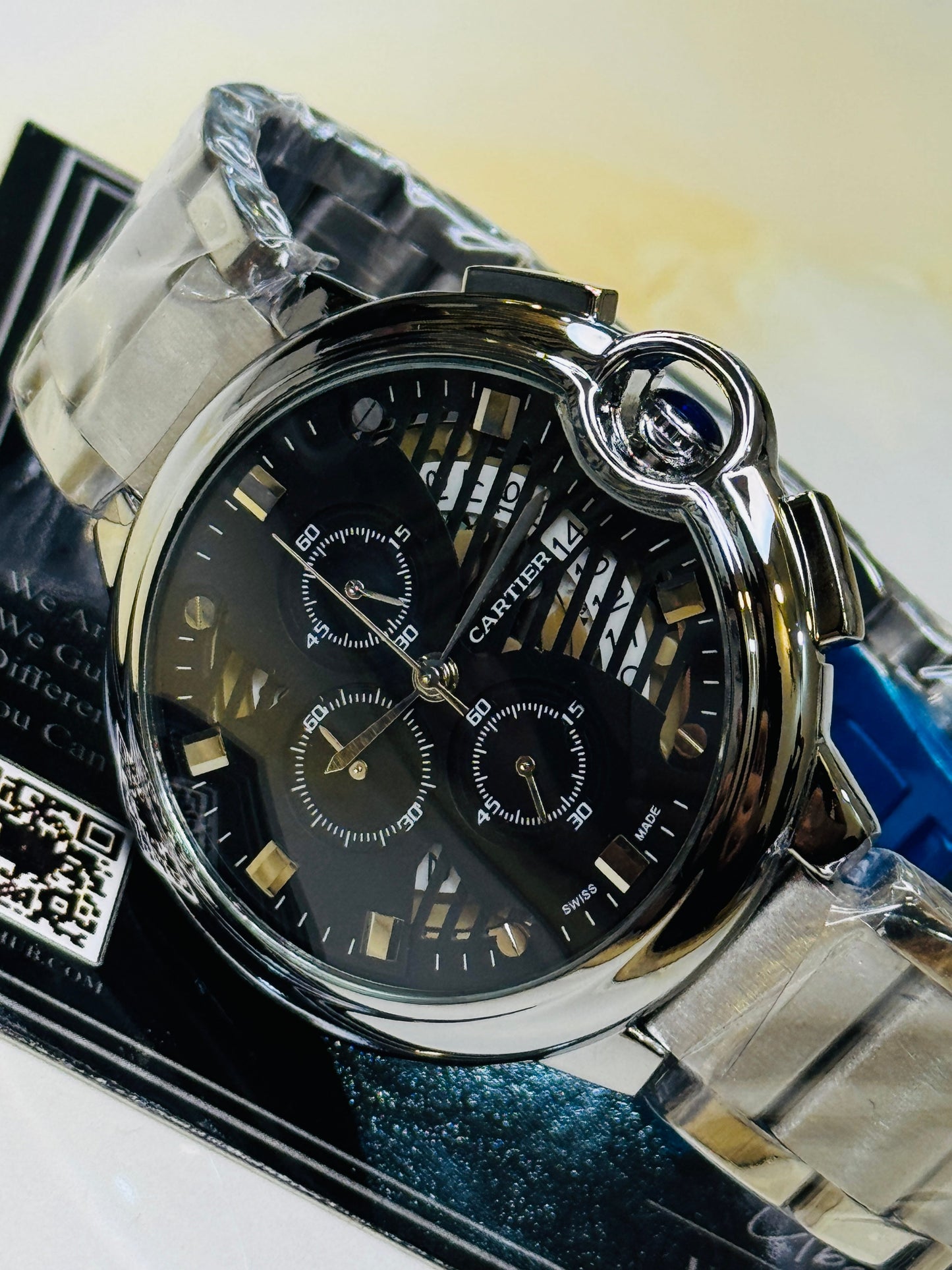 C-2 Silver Black Chain Cart*er Chronograph Dial Watch