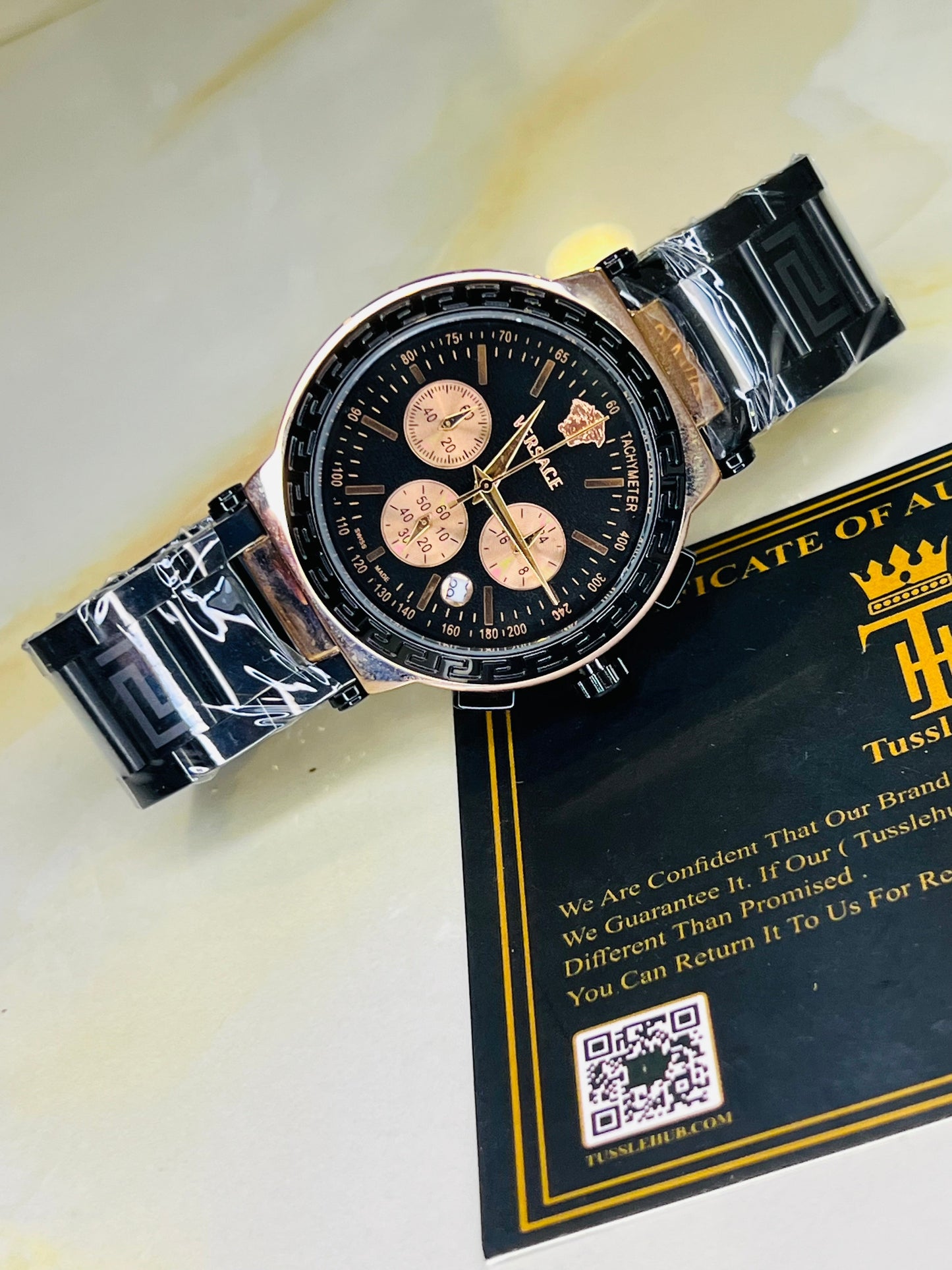 Black Copper Versace Black Chronograph Dial Watch
