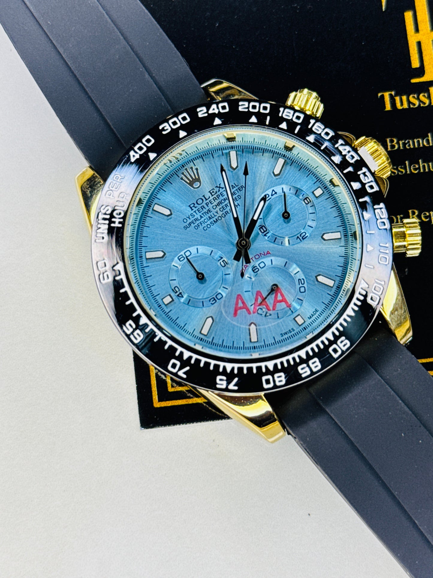 Gold Ice Blue Dial Daytona Chronographs Dial Watch