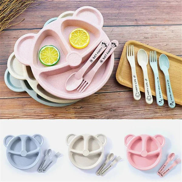 5 Pcs Multi Panda Shape plates (3 Spoon & 2 Forks )