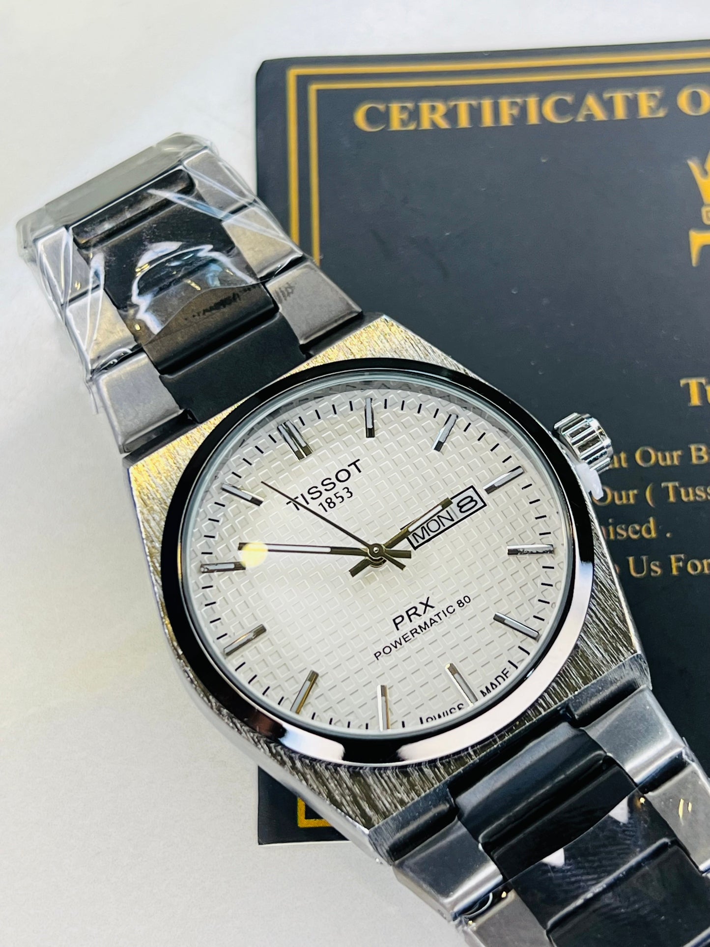 Tissot PRX Silver Black With White Textured Dial Watch
