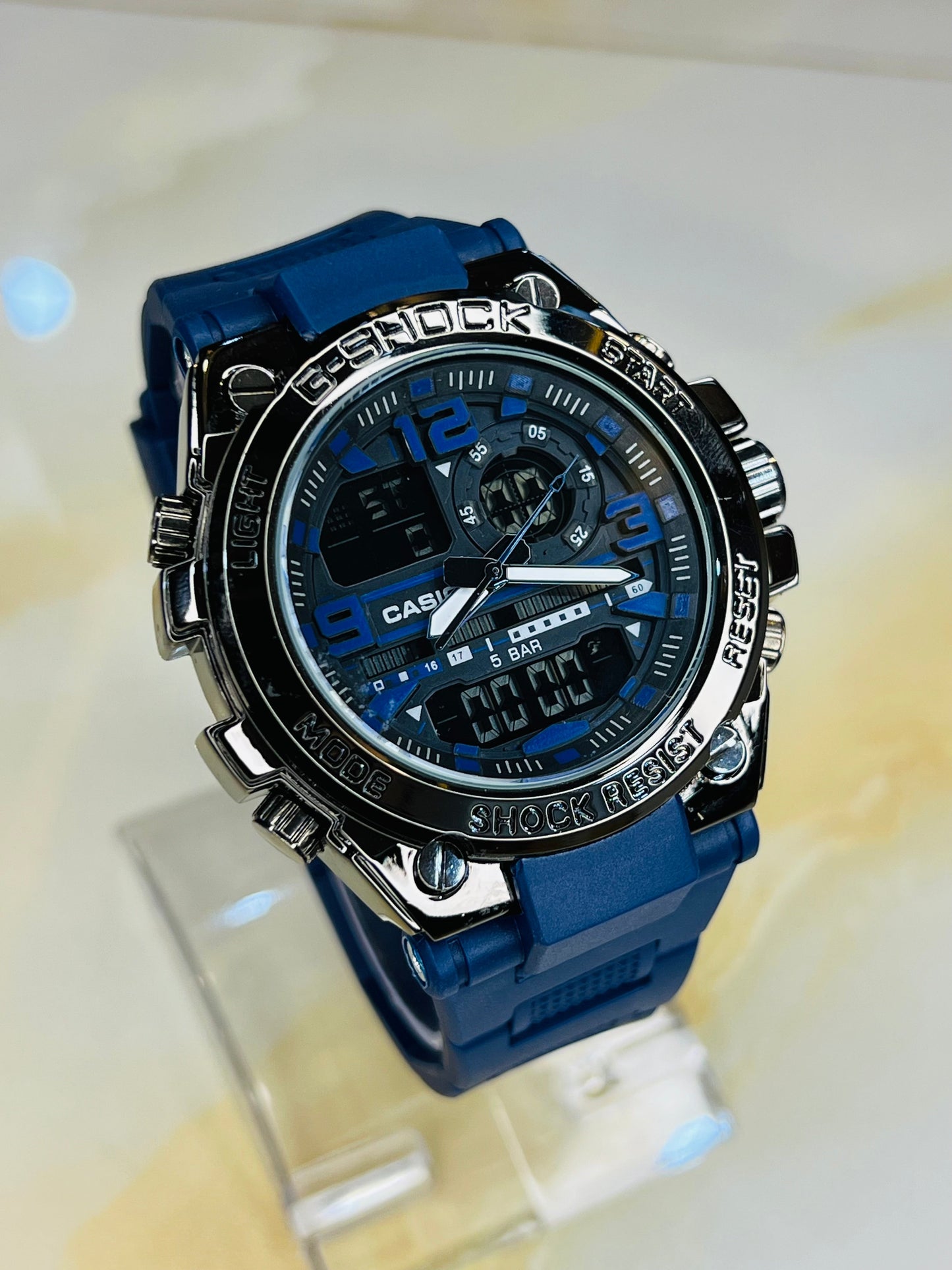 Navy Strap Digital Metal Body Sports Watch