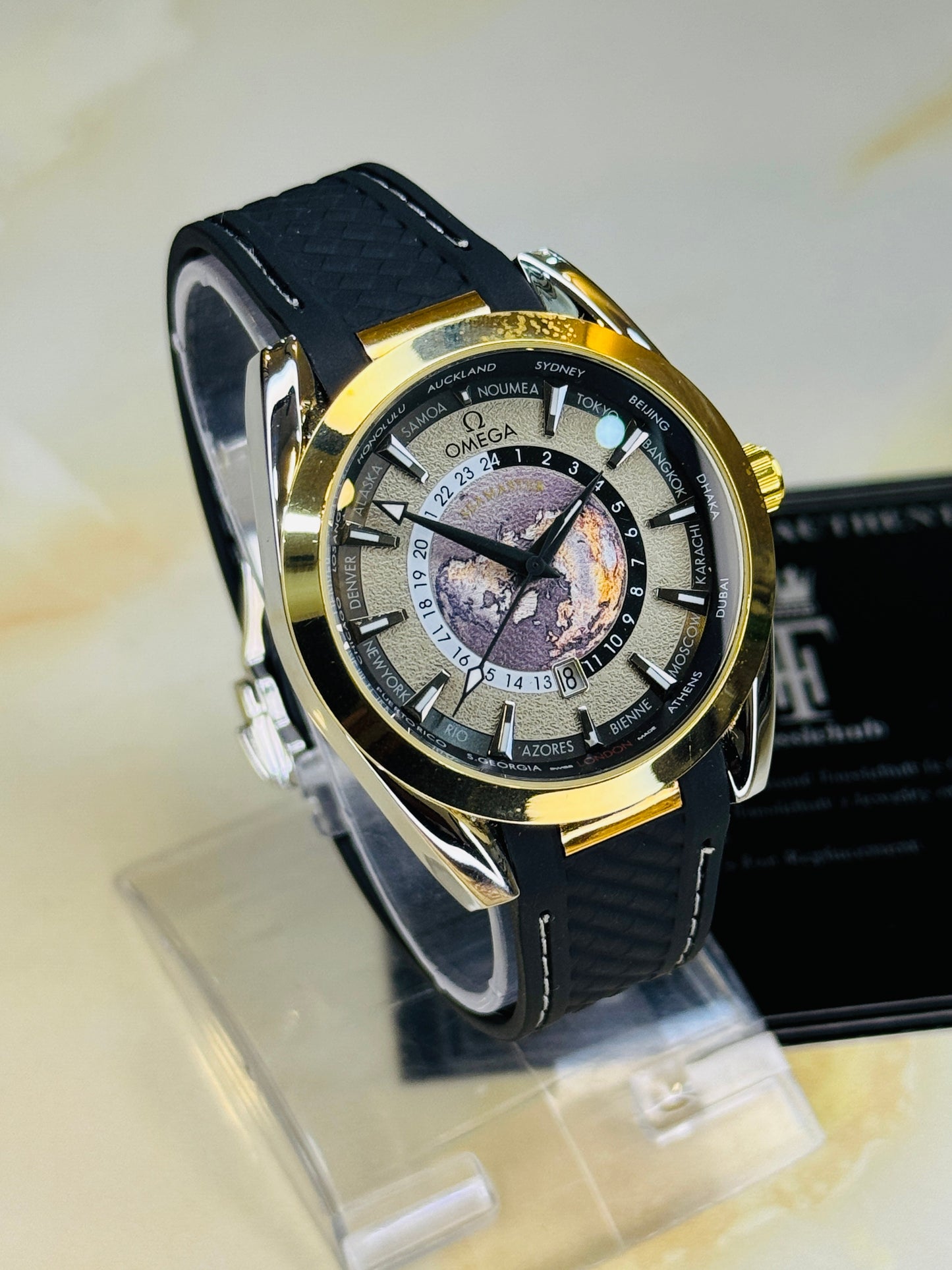 Black Two Tone Aqua Terra Omega Watch