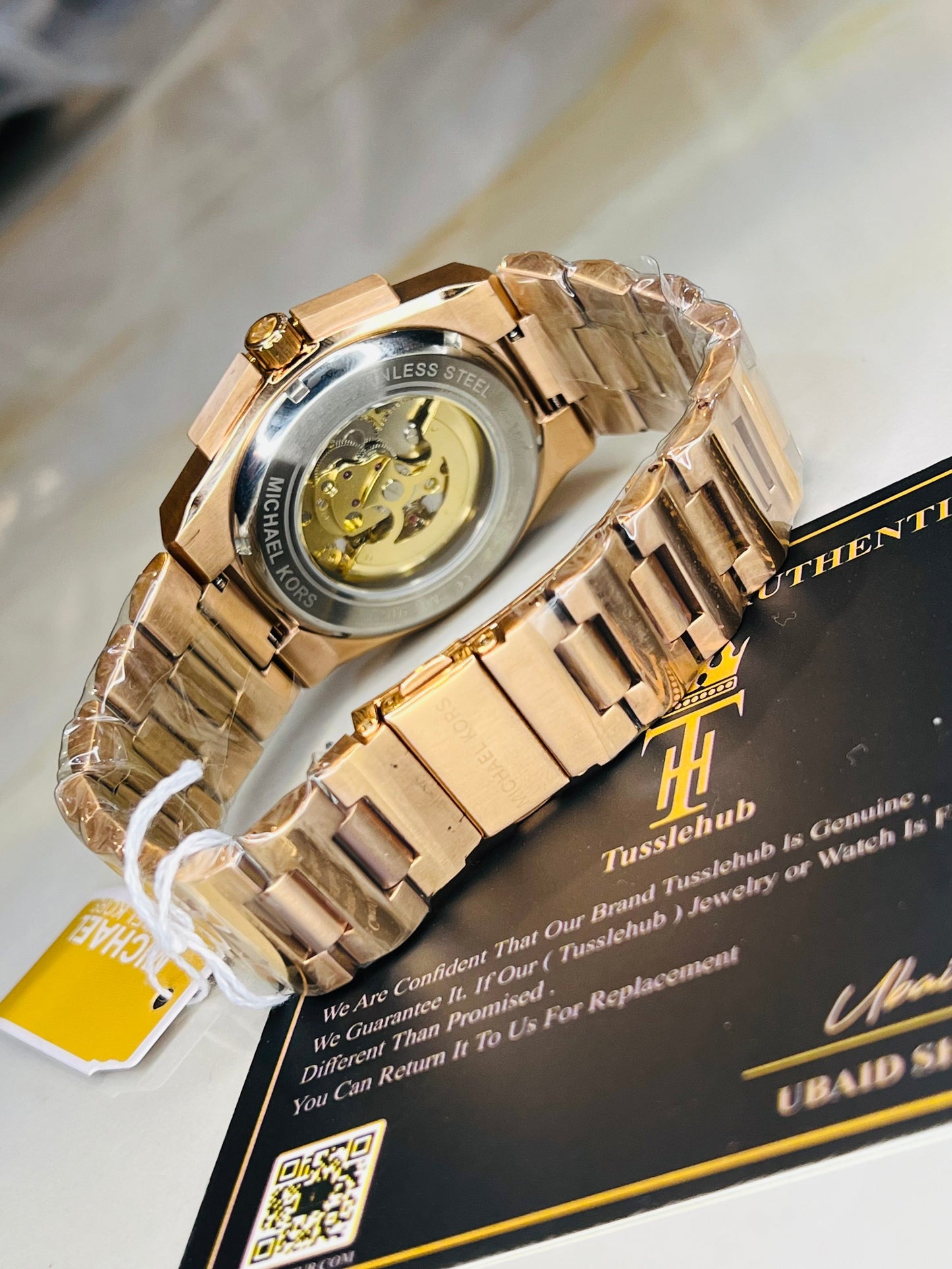 Rose Gold Skeleton Dial Automatic Mk Watch