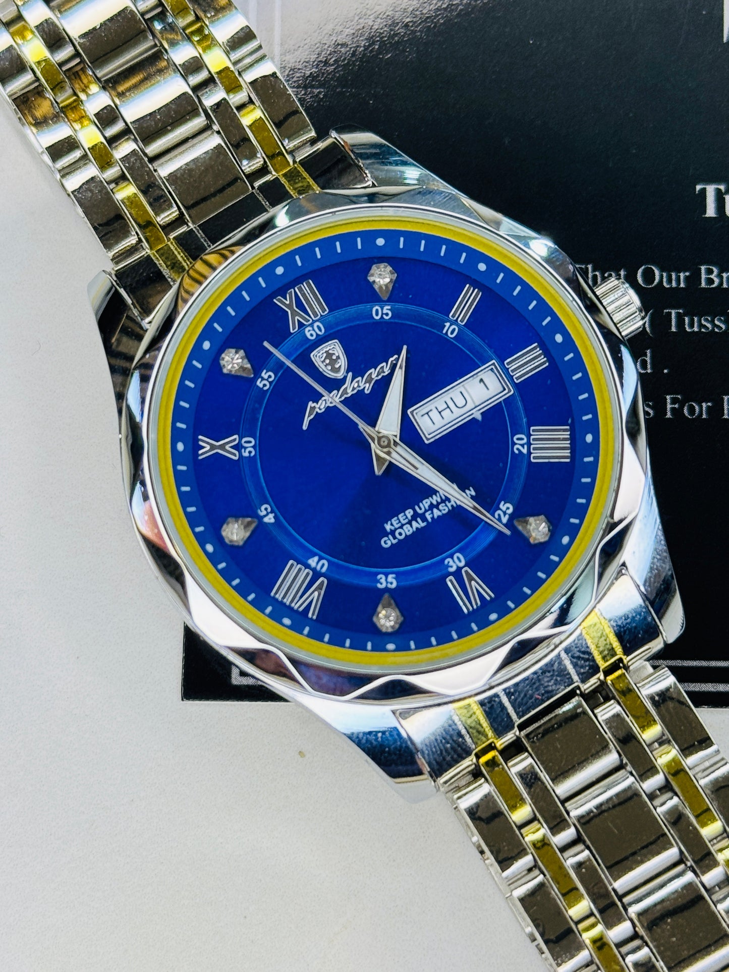Poedagar Saint Day Date Prism Dial Watch