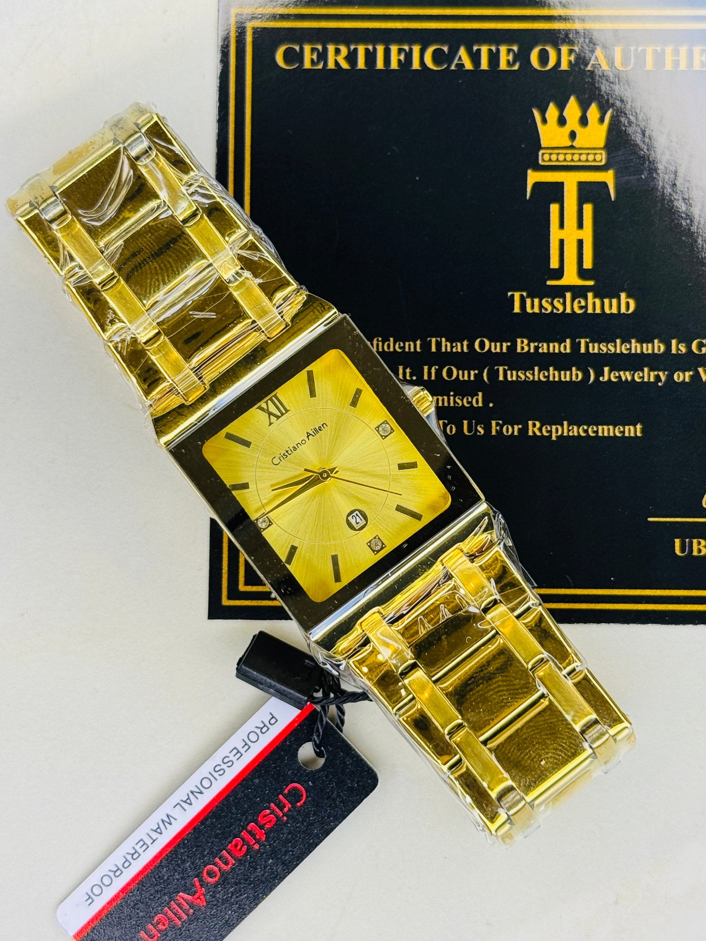 Cristiano Aillen All Gold Square Watch