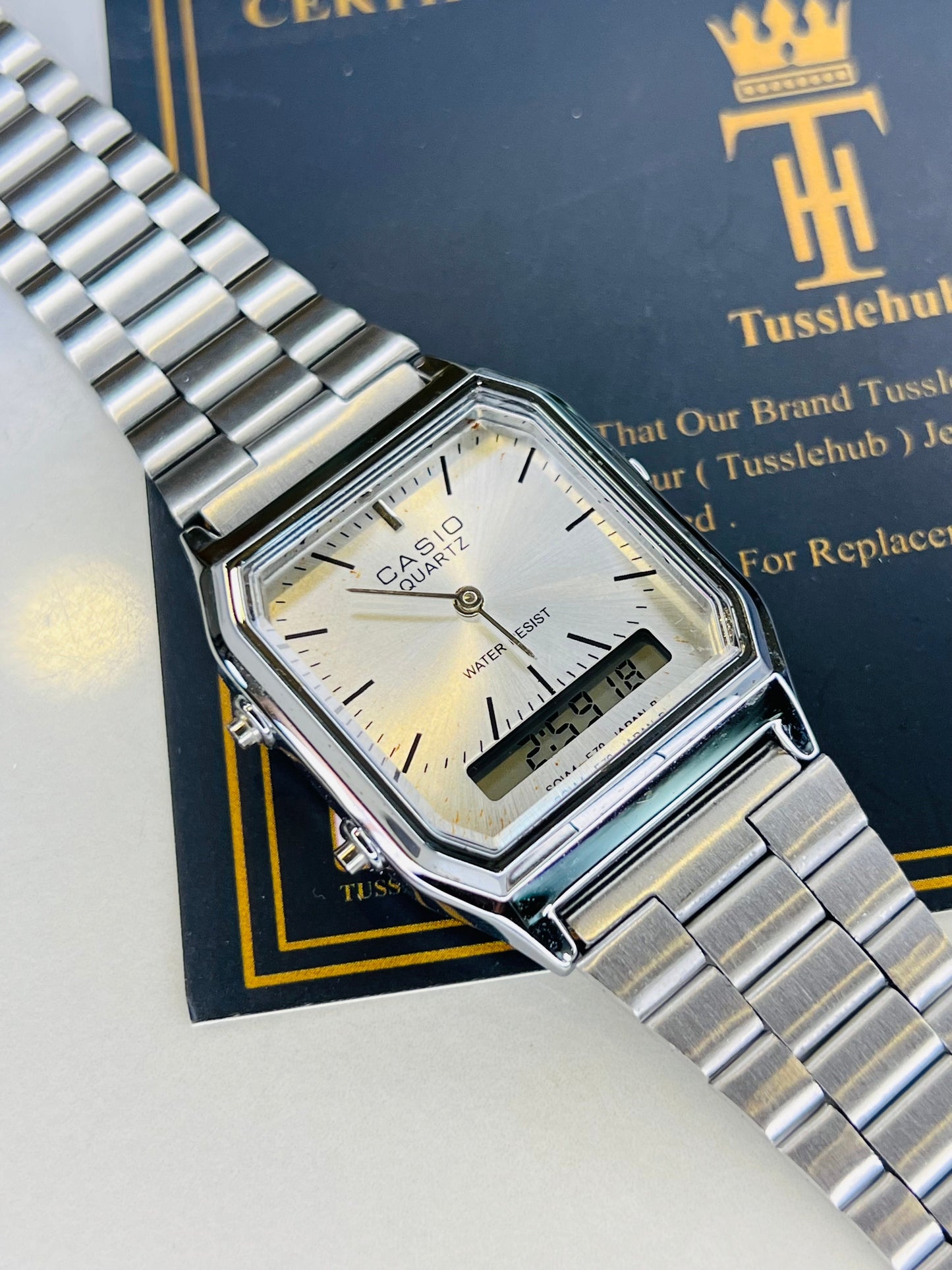 Silver Casio Dual Time Watch For Her