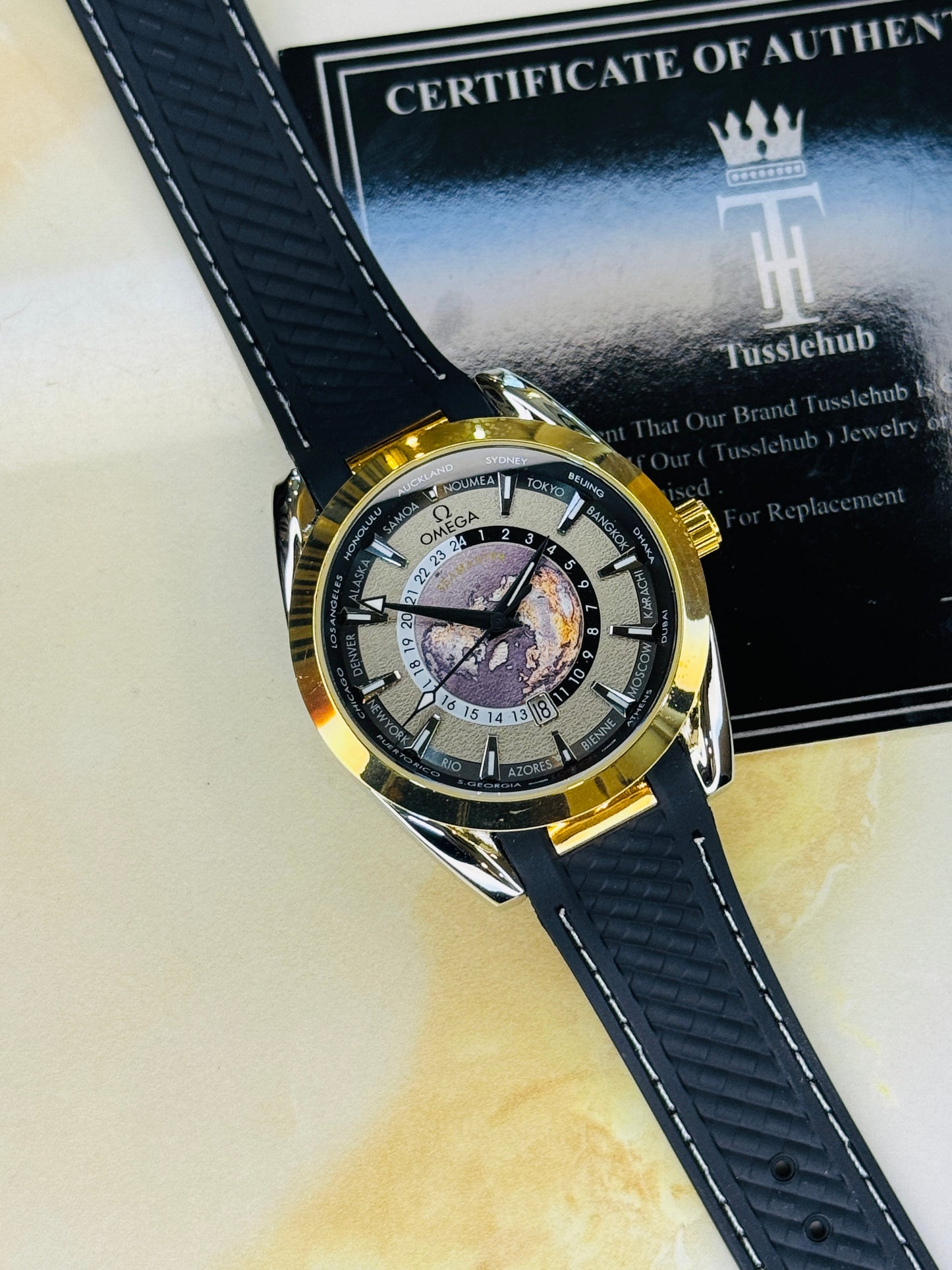 Black Two Tone Aqua Terra Omega Watch