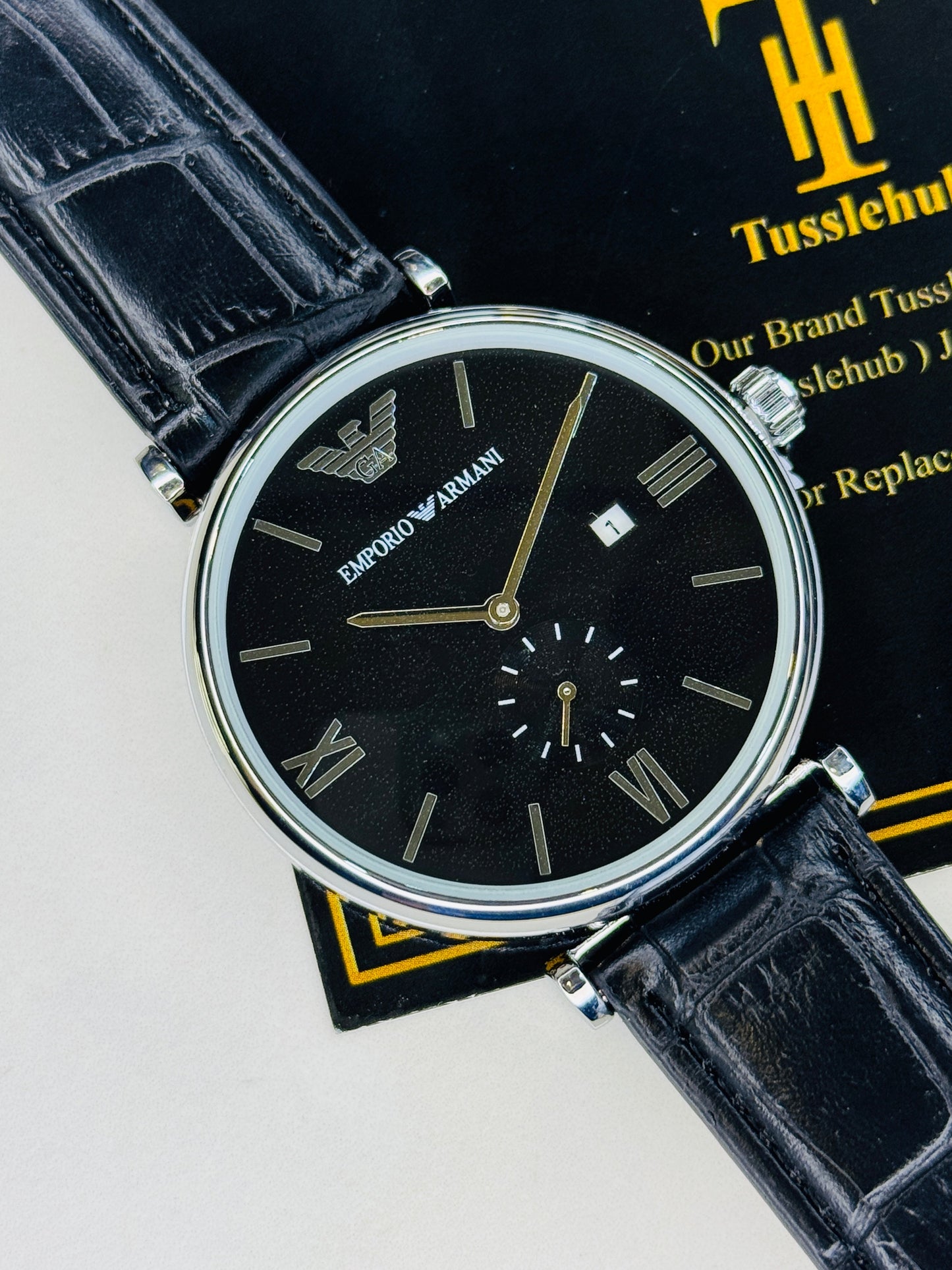Black Silver Black Emporio Down Second Watch