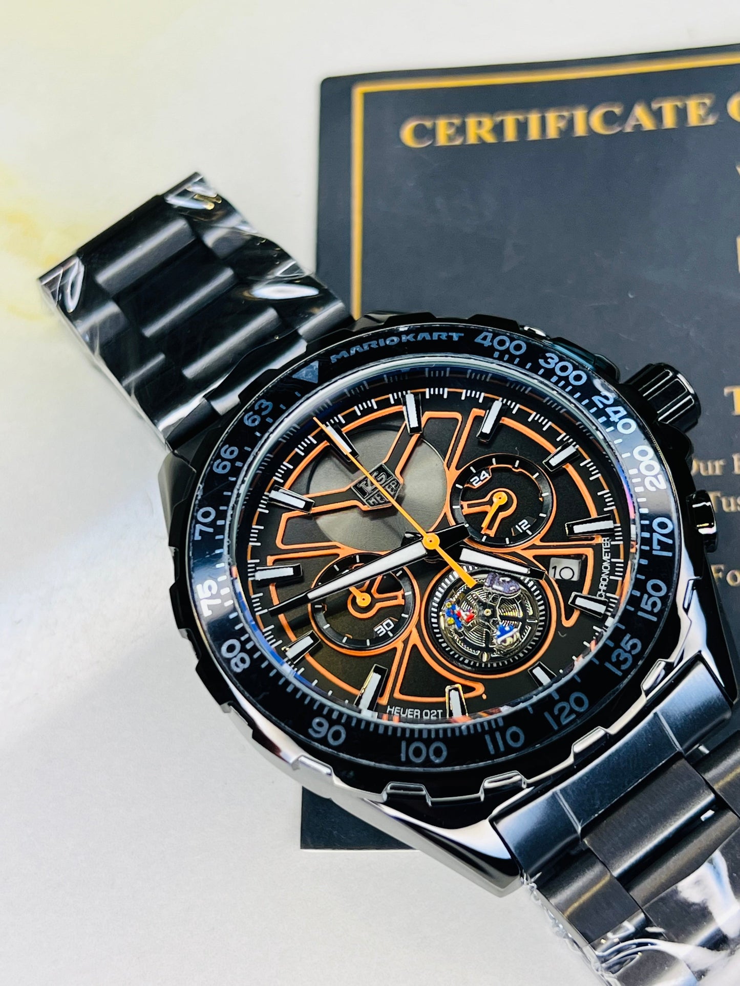 Tag Heur Black Orange Chronograph Watch