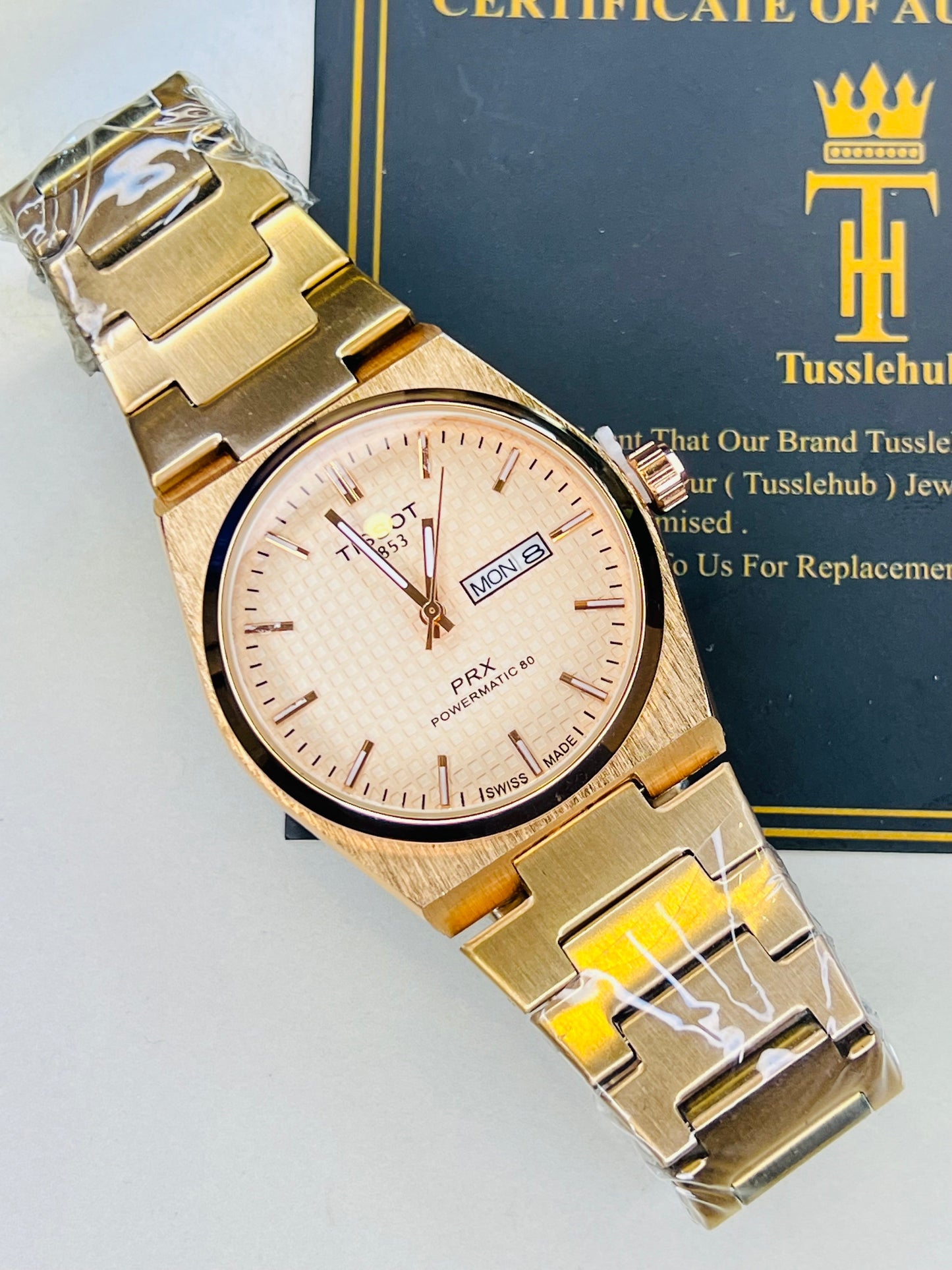 Tissot PRX All Rose Gold Textured Dial Watch