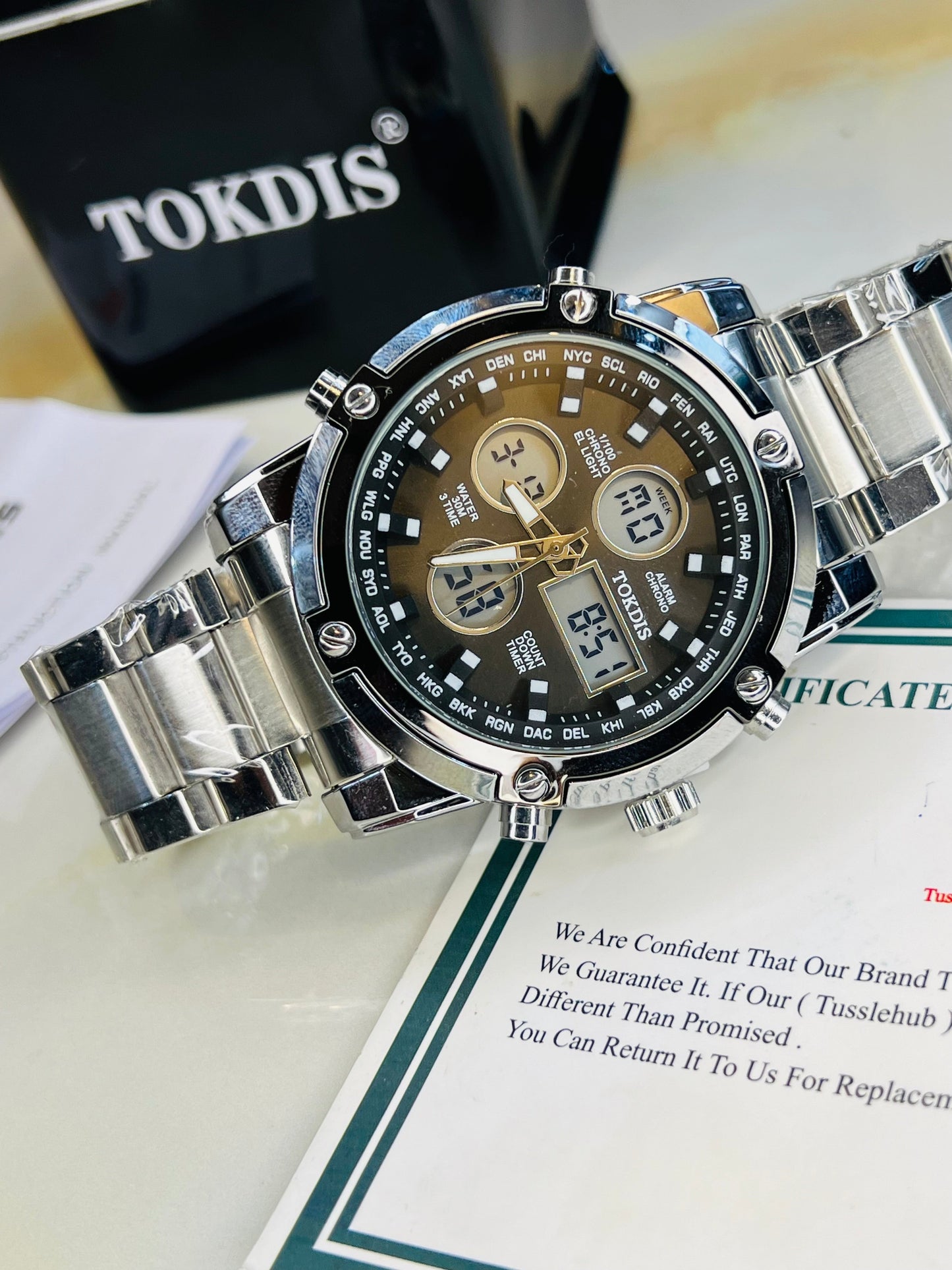 Silver Metal Digital Analogue Tokdis Watch