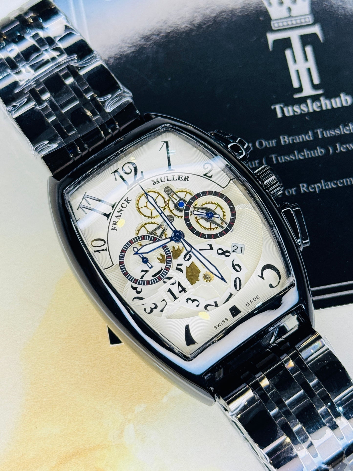 Chain Frank Muller Black White Chronograph Dial Watch