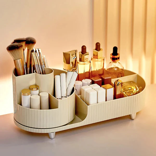 Rotating Brush with Cosmetic Organizer