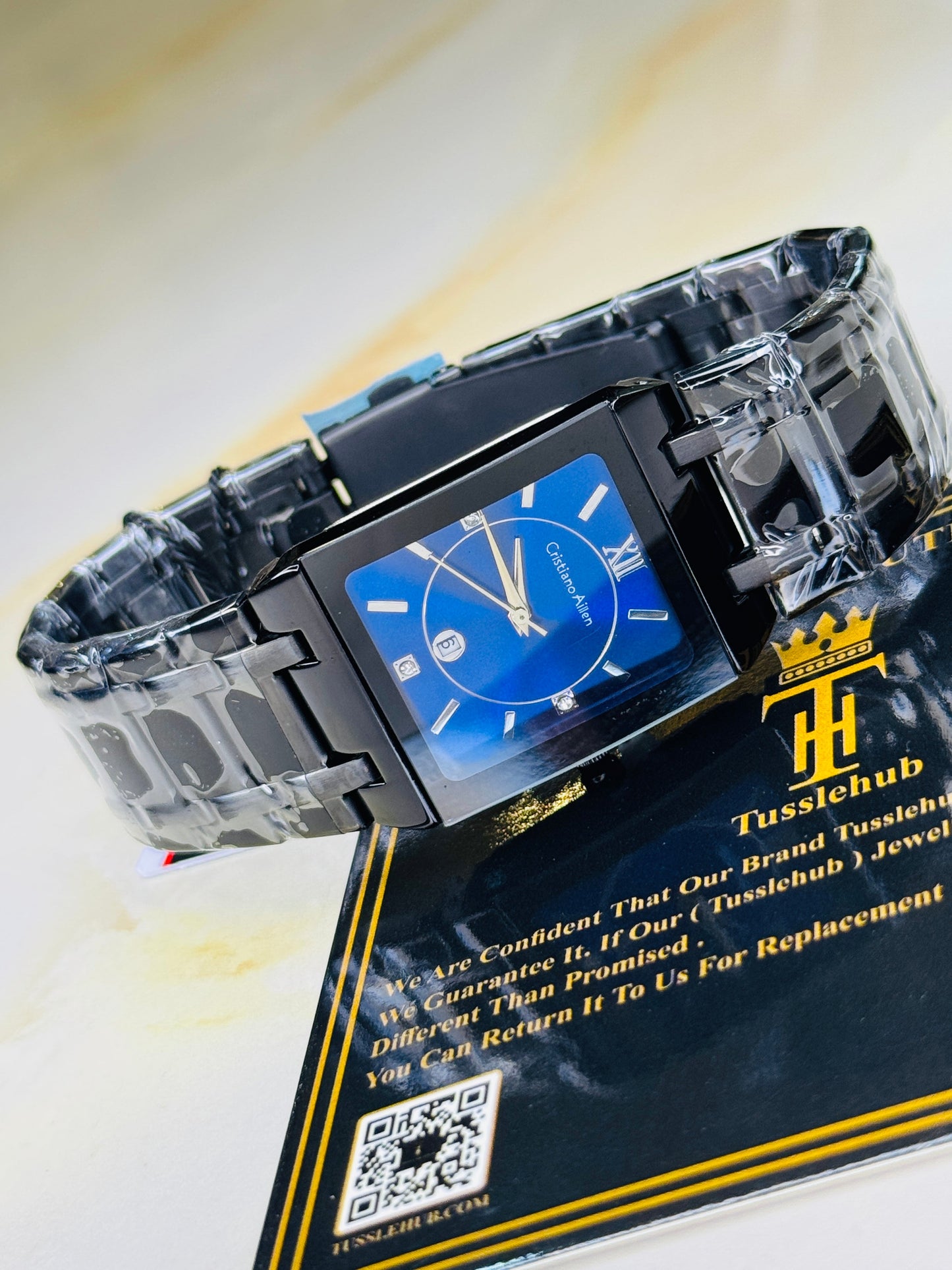 Cristiano Aillen Black Sapphire Square Watch