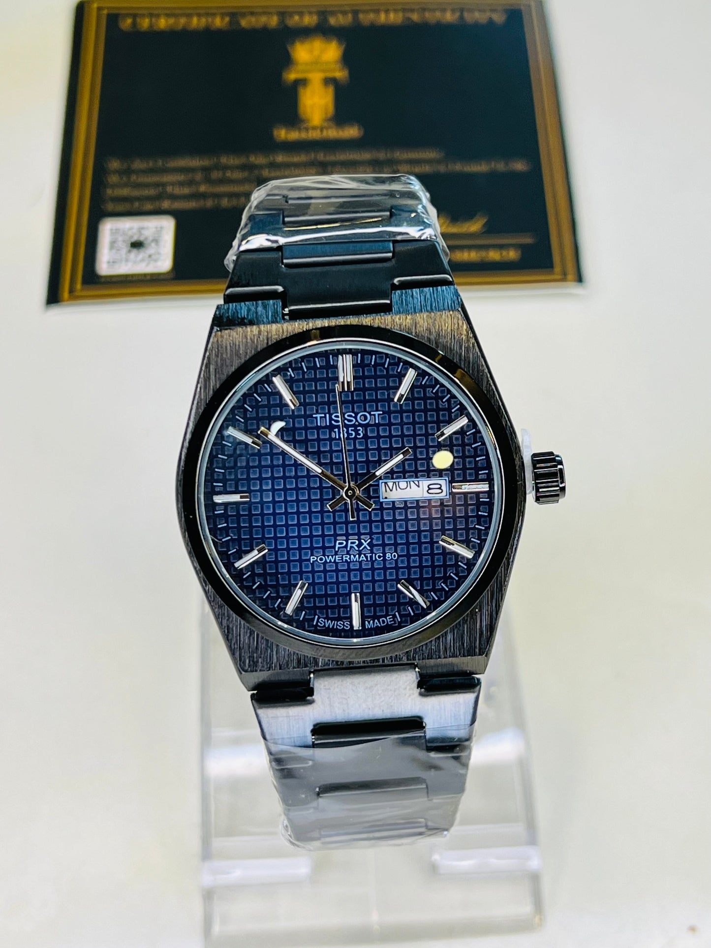 Tissot PRX Black With Deep Blue Textured Dial Watch