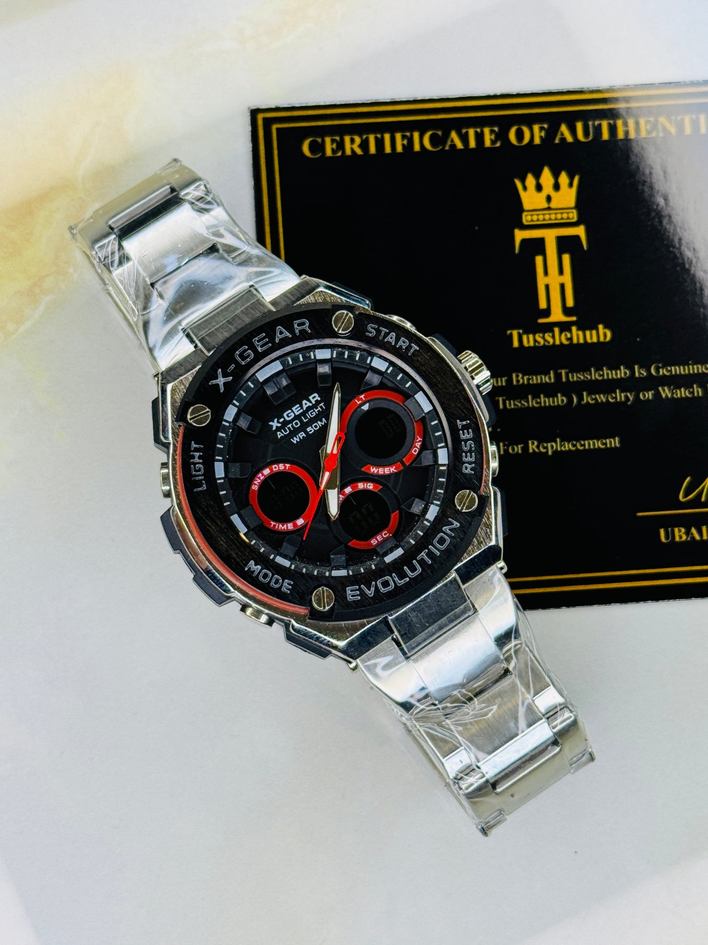 Silver Red X-Gear Evolution Chain Straps Sports Watch