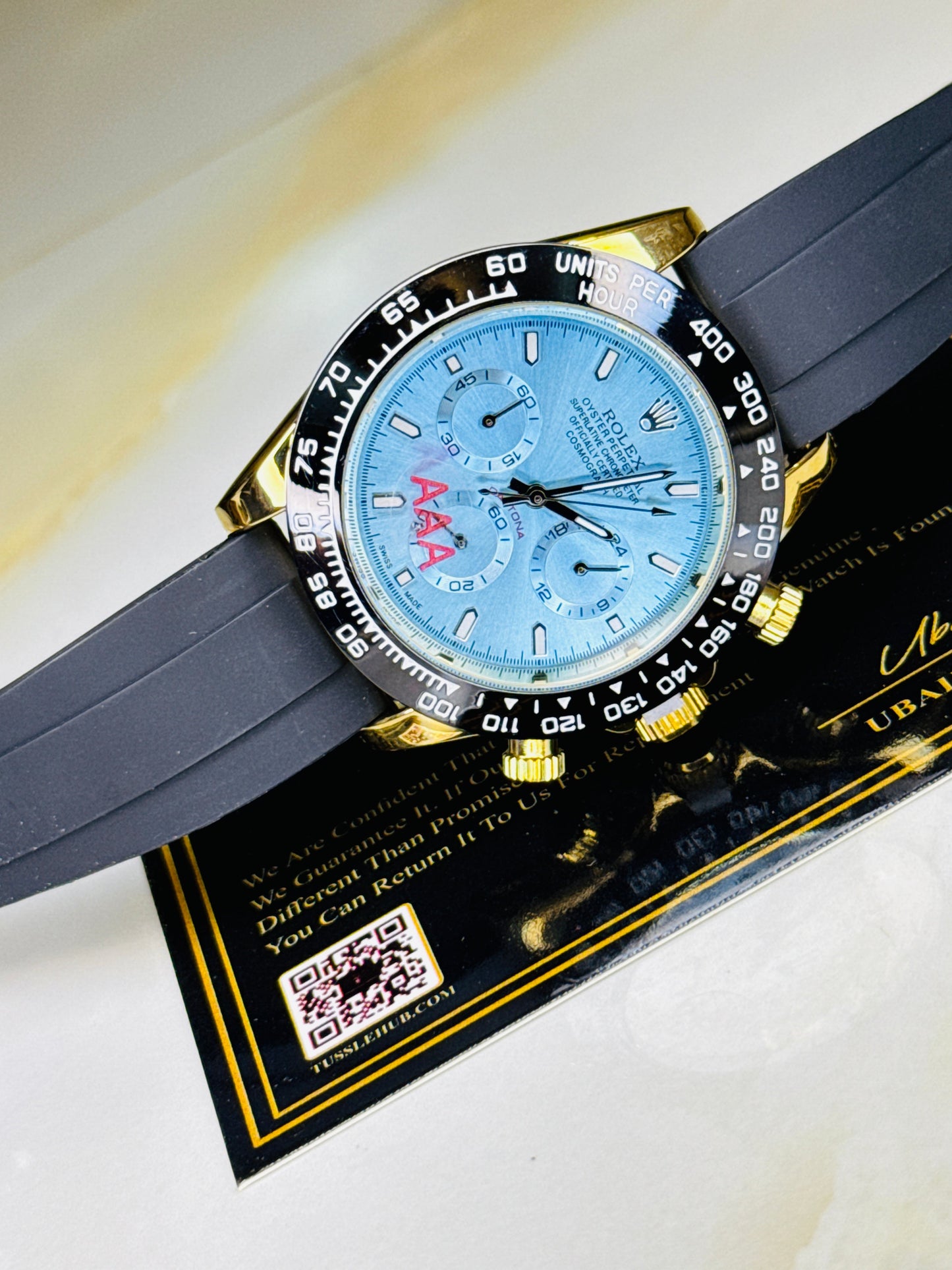 Gold Ice Blue Dial Daytona Chronographs Dial Watch