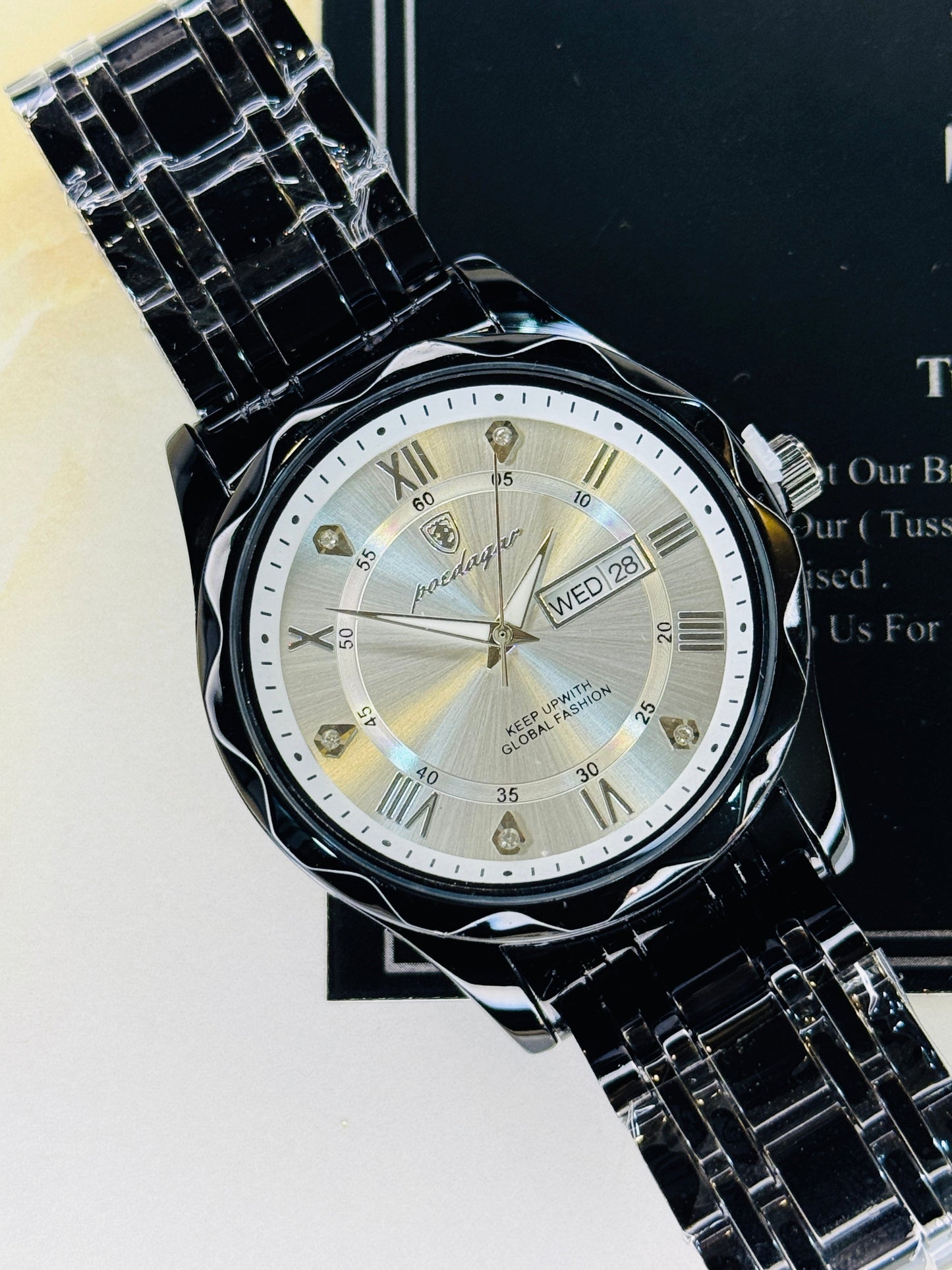 Poedagar Saint Day Date Prism Dial Watch