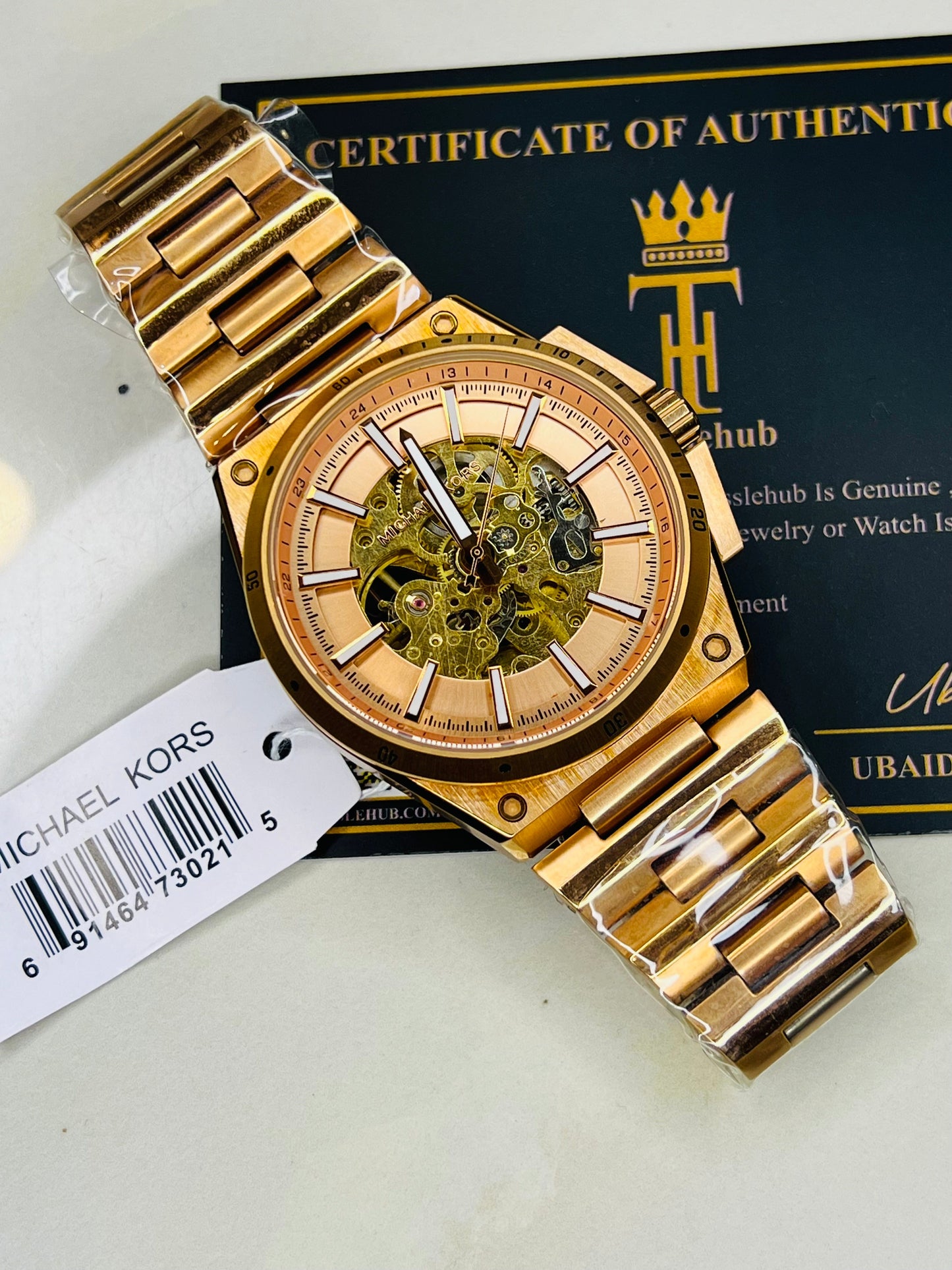 Rose Gold Skeleton Dial Automatic Mk Watch