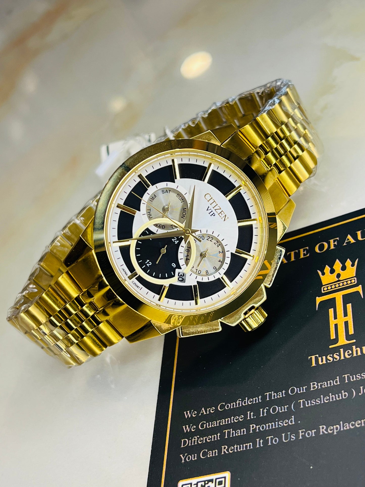 Gold White VIP Chronograph Dial Watch