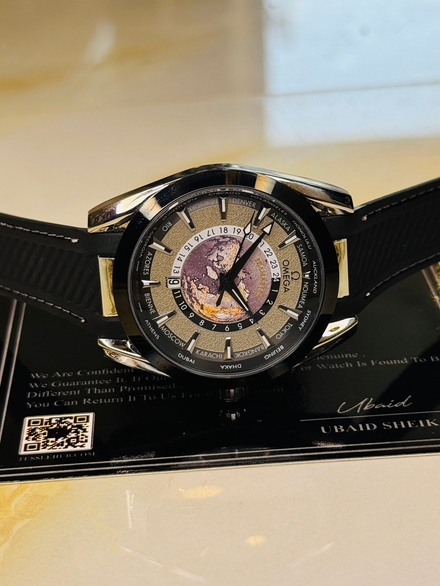 Black Silver Aqua Terra Omega Watch