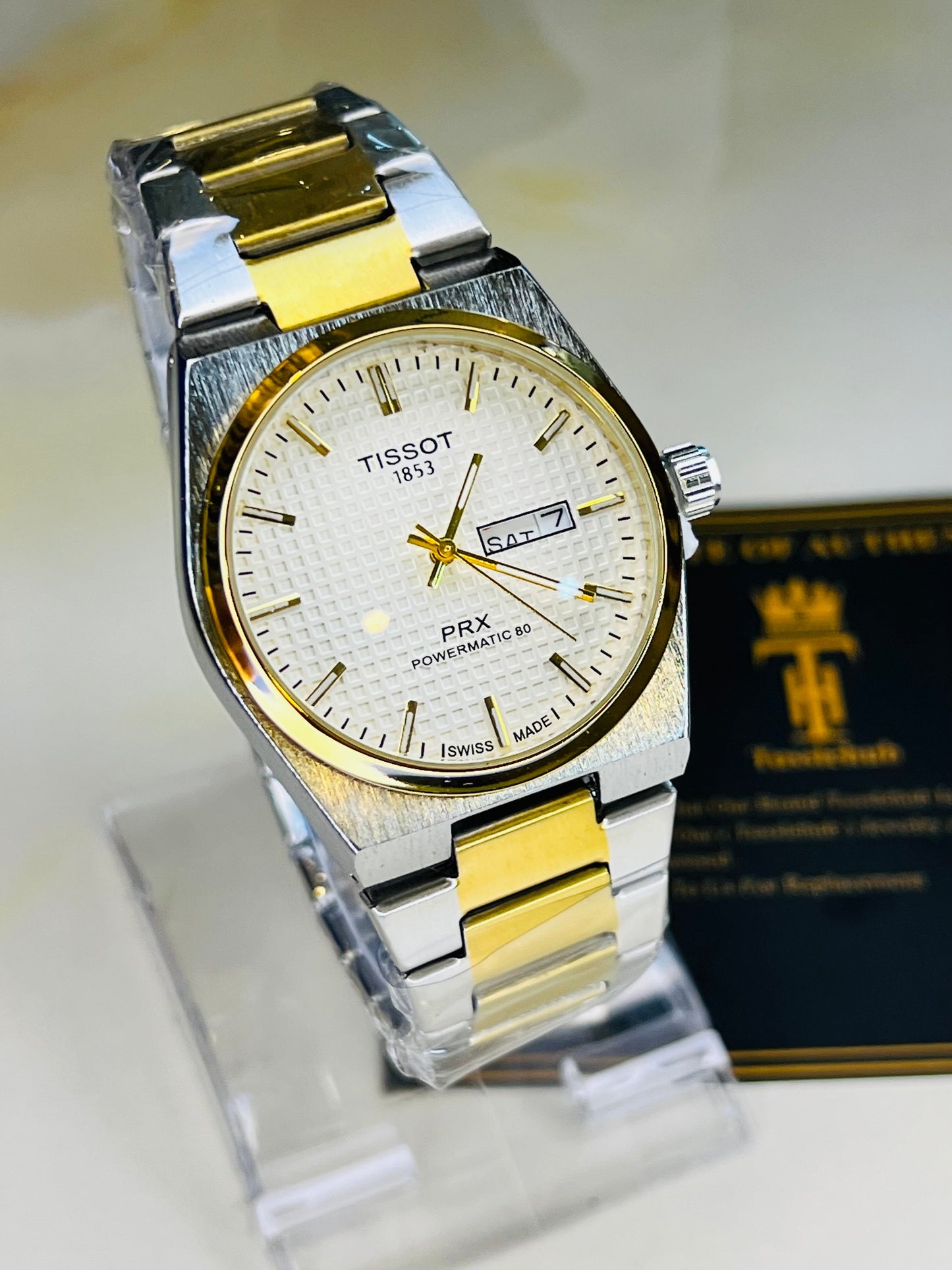 Tissot PRX Silver Gold With White Textured Dial Watch