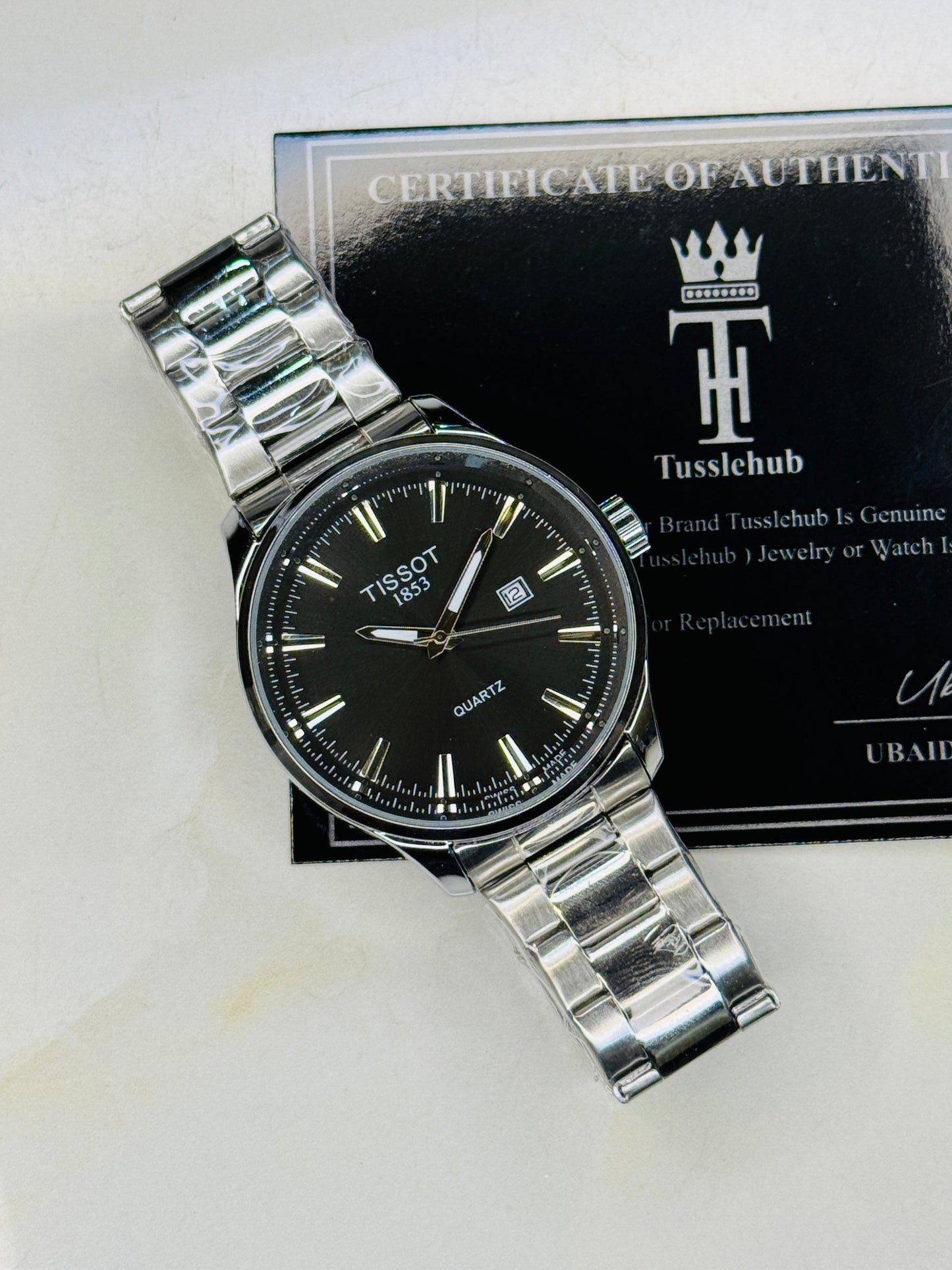 Pr100 Silver Black Round Tissot Watch