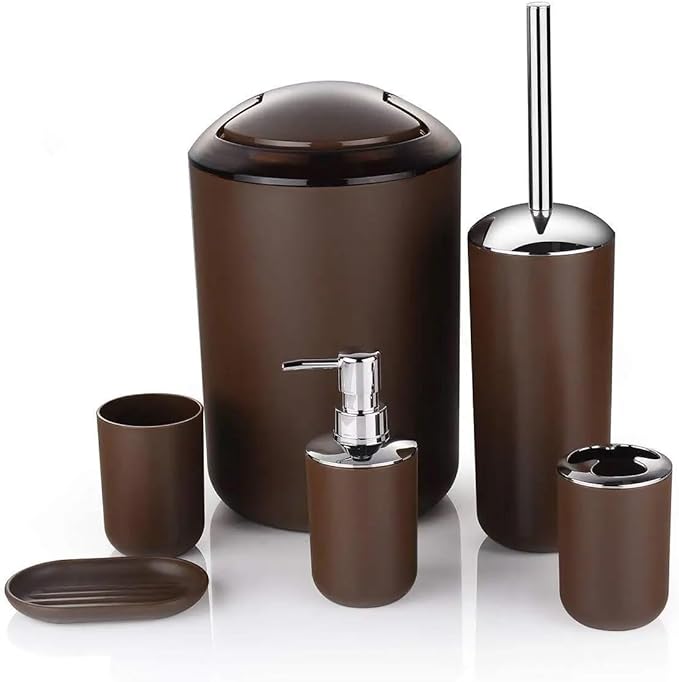 Soap Dispenser Set Plastic Bathroom Accessories Sets Toilet Brush Soap Dish Toothpaste Dispenser Swing Lid Trash Washable for Bath Accessories