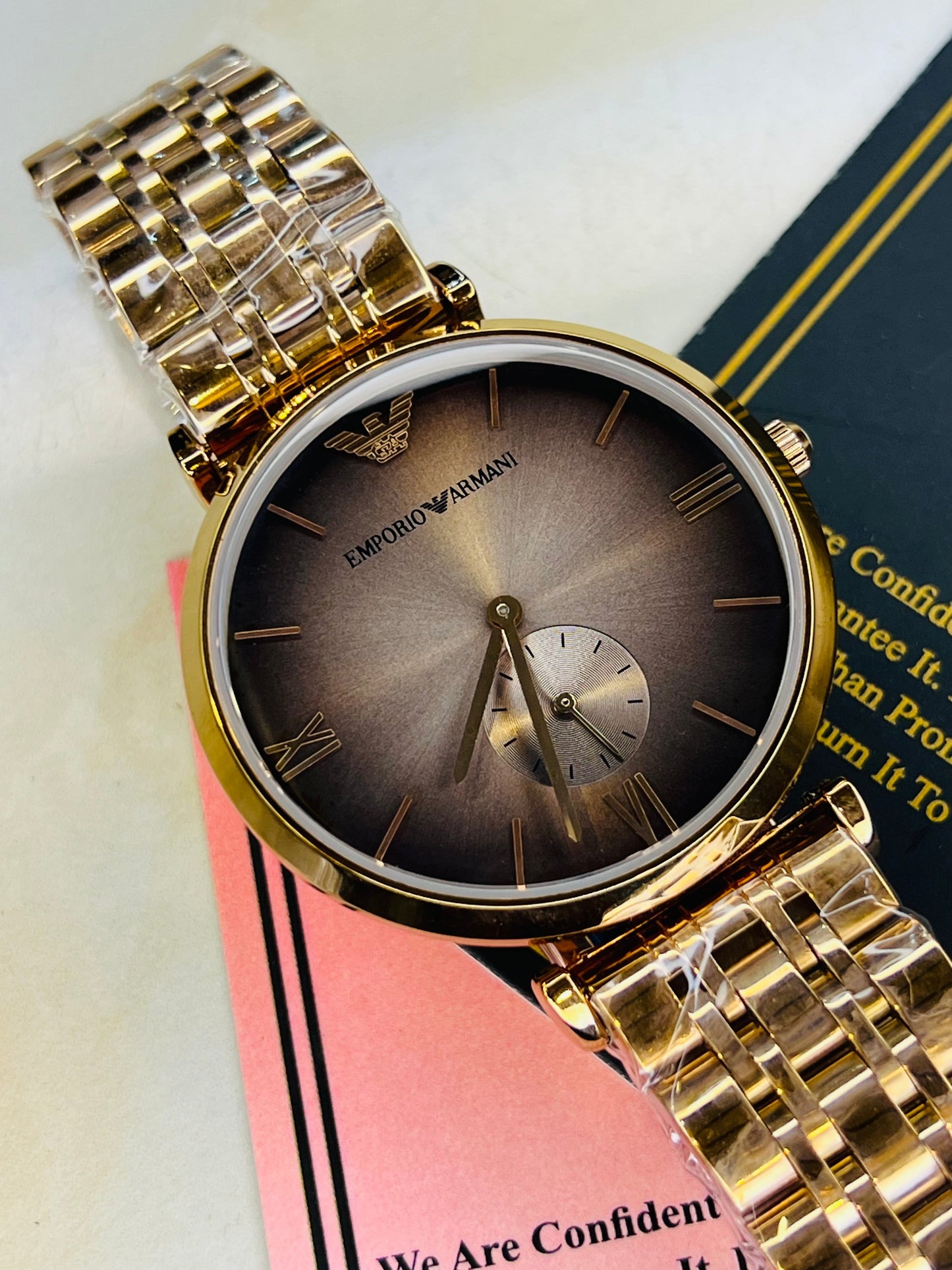 Rose Gold Coffee Emporio Down Second Watch