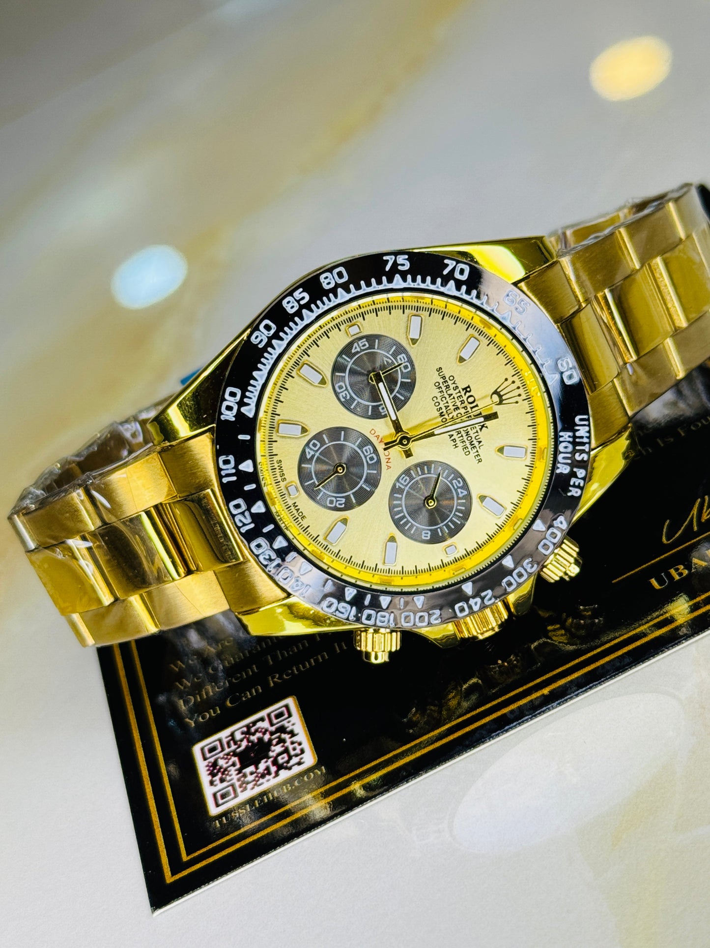 Gold Daytona Chronograph Master Clone Chain Strap Watch