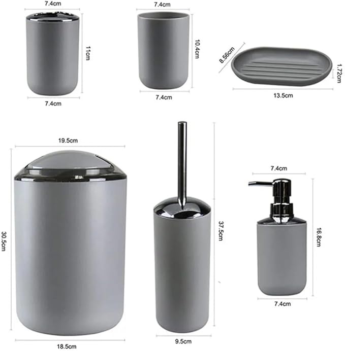 Soap Dispenser Set Plastic Bathroom Accessories Sets Toilet Brush Soap Dish Toothpaste Dispenser Swing Lid Trash Washable for Bath Accessories