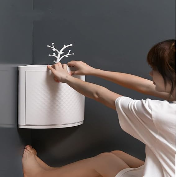 Single  layer Corner Cabinet For Washroom, Kitchen Walls Plastic 360° rotating