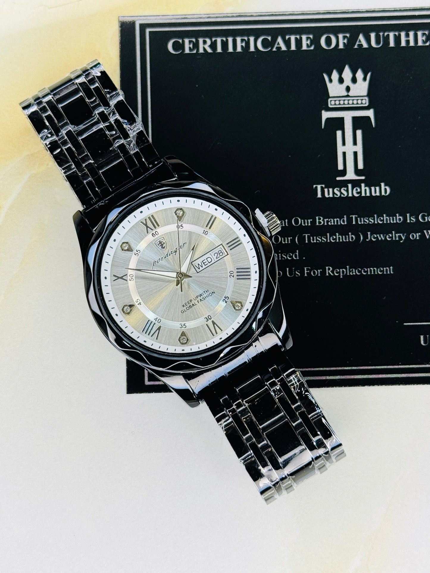 Poedagar Saint Day Date Prism Dial Watch