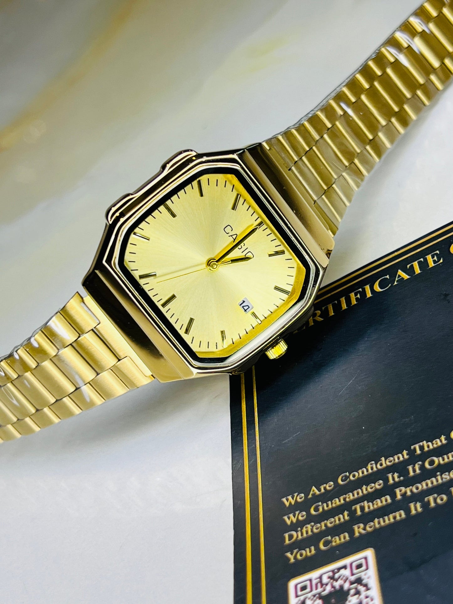 Gold Casio Wide AQ-230 Watch For Her