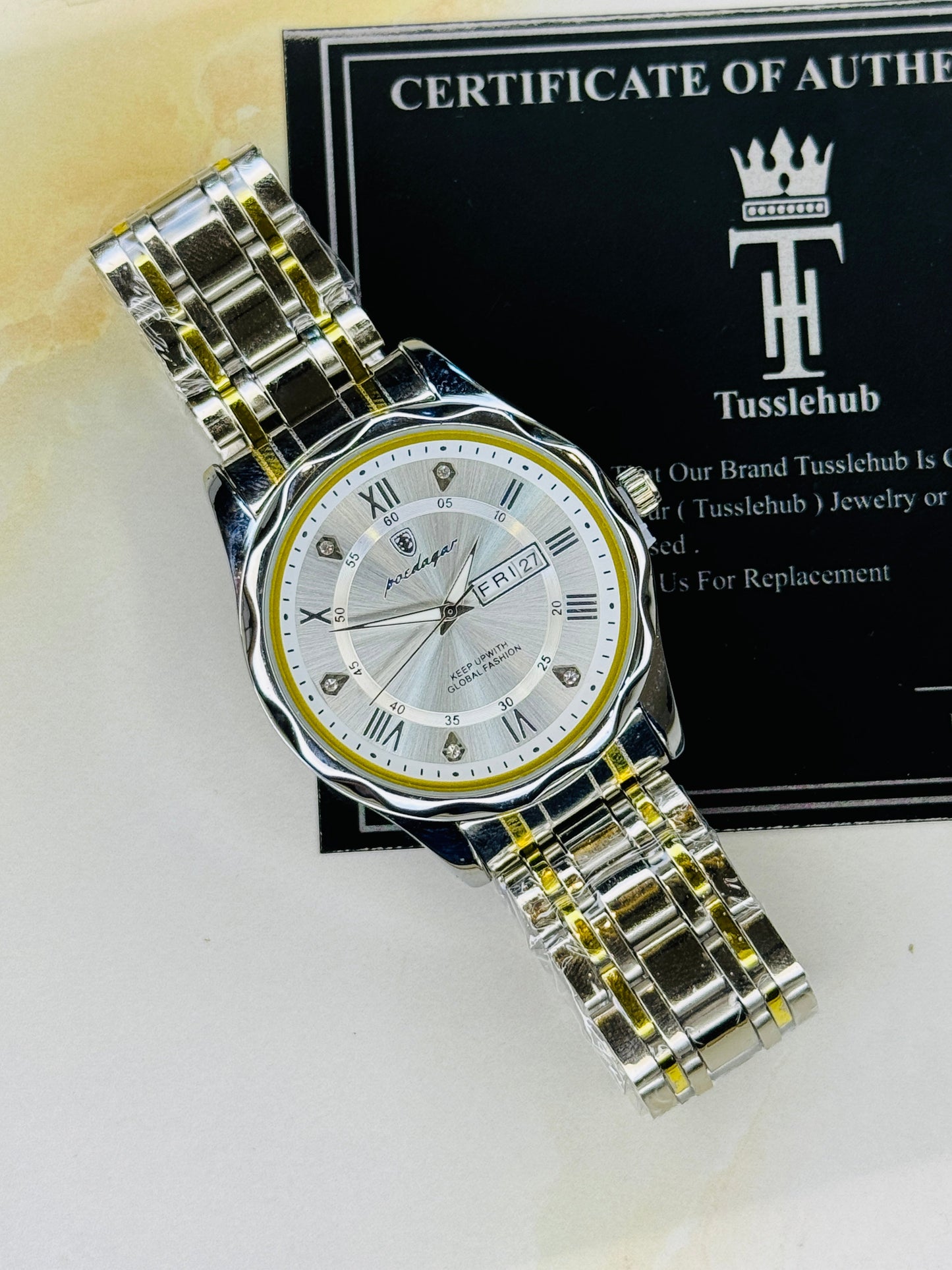 Poedagar Saint Day Date Prism Dial Watch