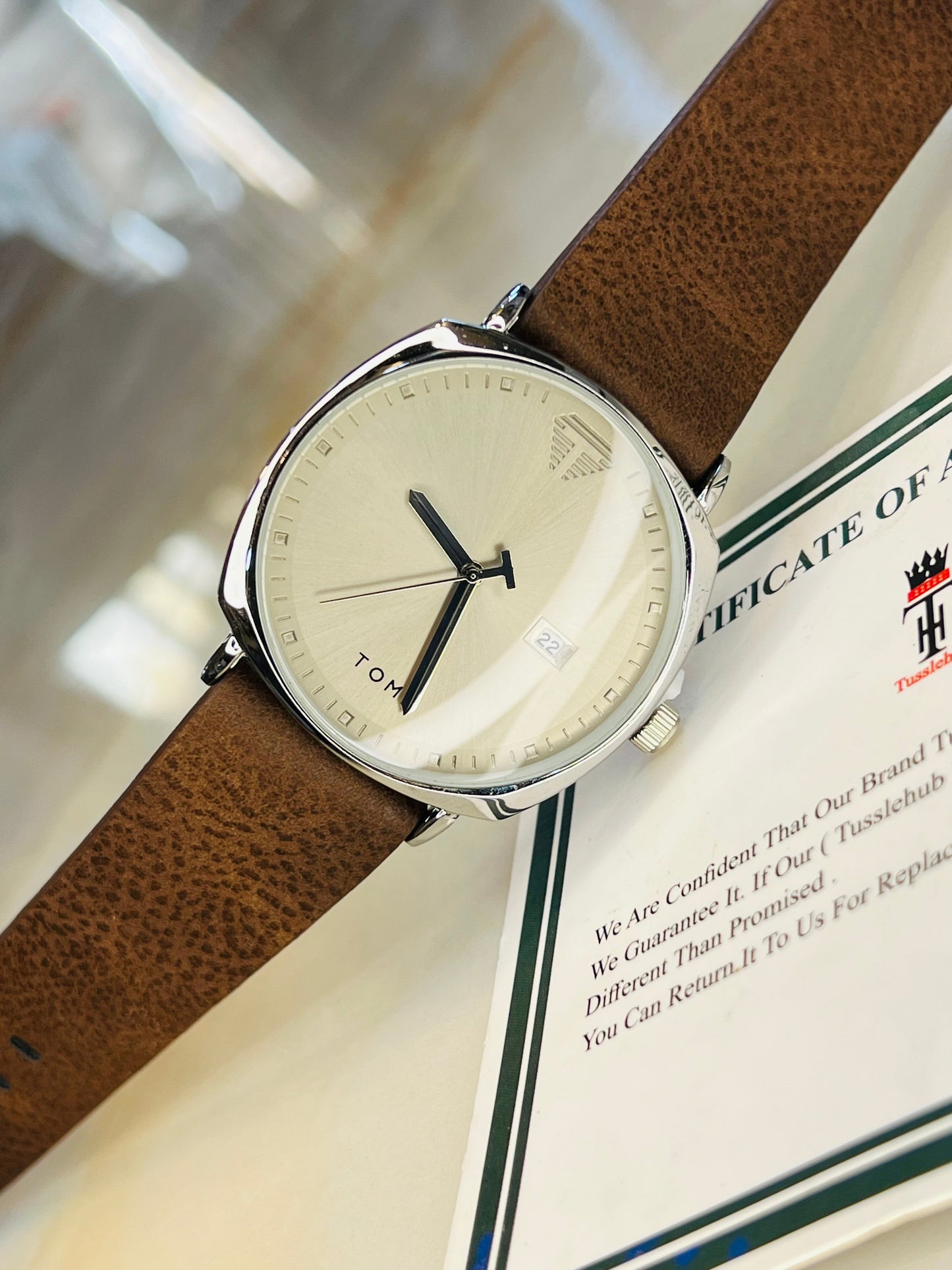 Tomi Brown Grey Sleek Dial Watch