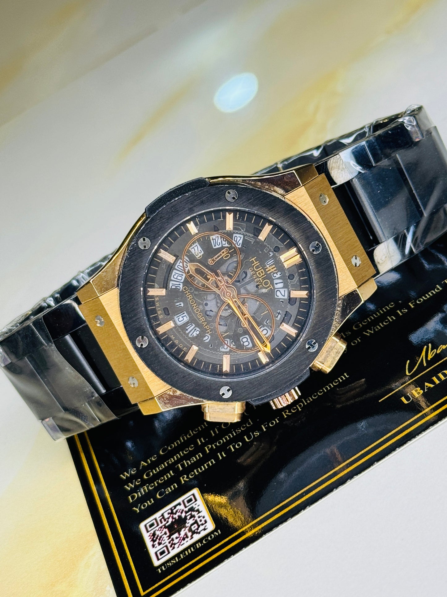 Minimal Copper Black Hologram Dial Super Clone Chronograph Hublot Watch