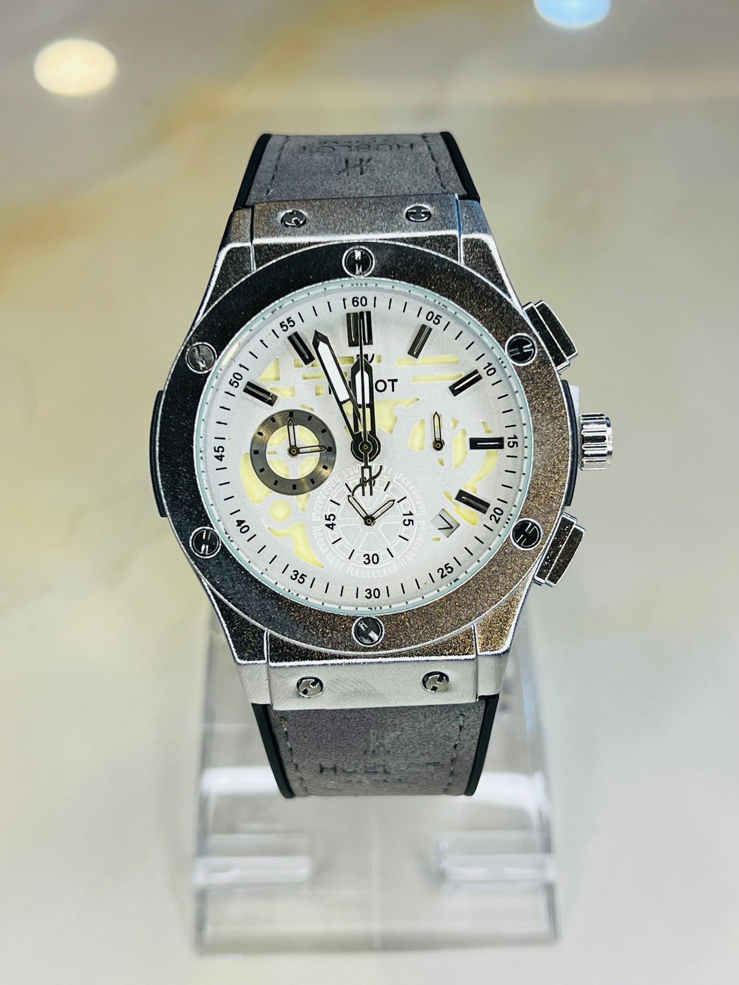 Ash Grey Chronograph Dial Hubl*t Watch